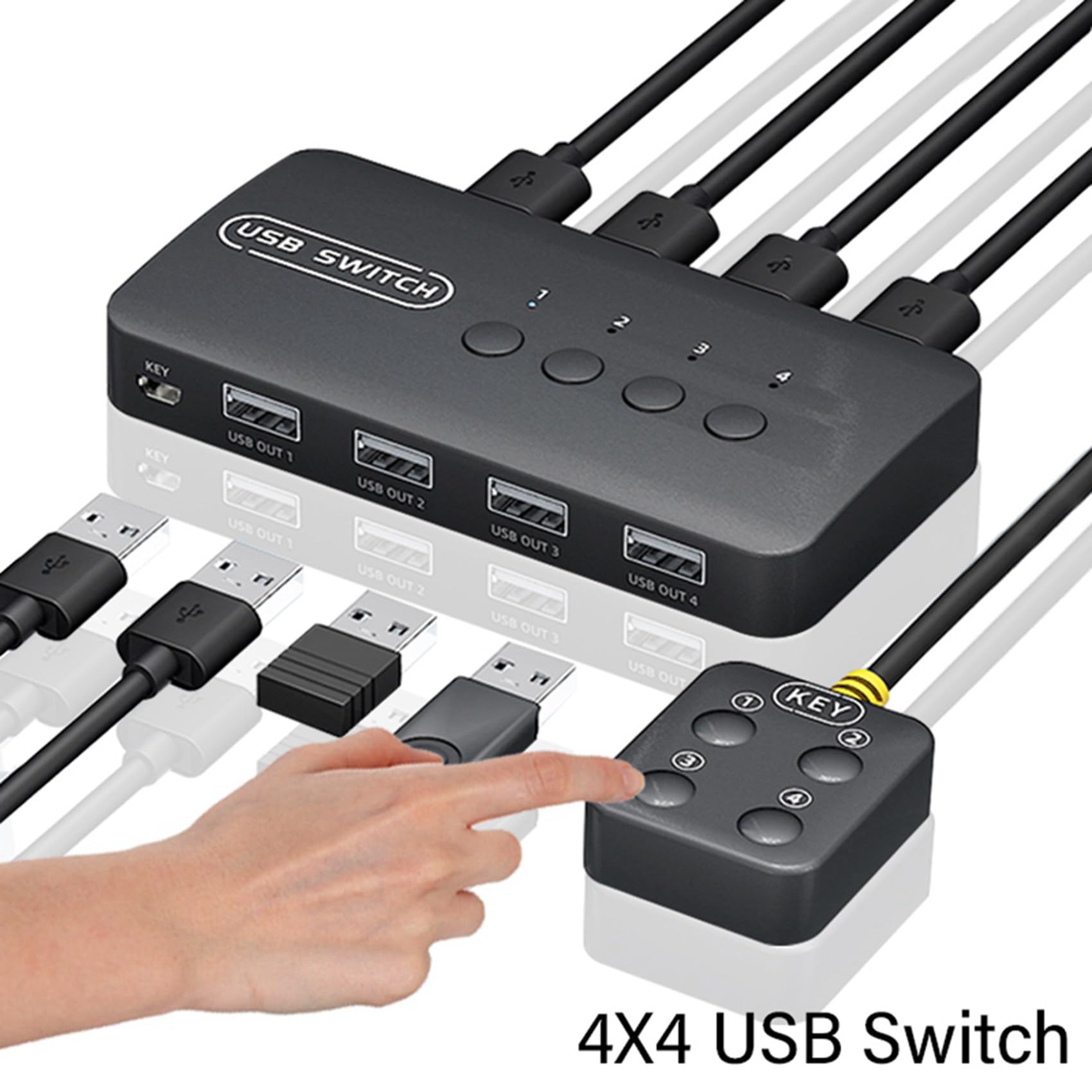 5X Switch USB Adattatore Controller Condiviso 4 Ingressi 4 Uscite per Computer Portatile Stampante Tastiera Mouse Monitor