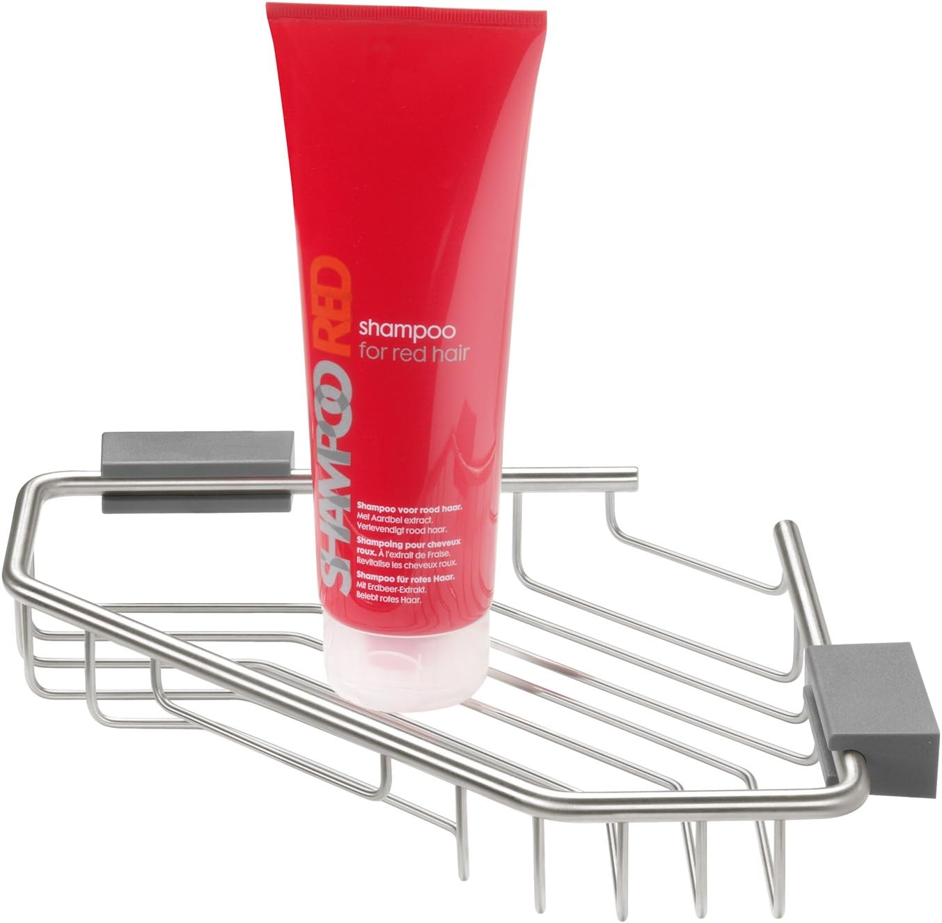 Tiger Cliqit Corner Shower Basket Large, Stainless Steel Brushed, Dark Grey, 32.5 x 4.6 x 19.5 cm