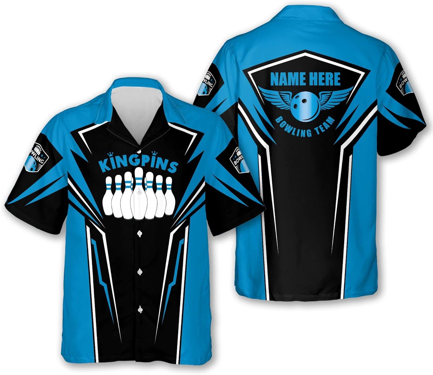 Custom Bowling Shirts, Bowling Jerseys for Men, Hawaiian Shirt for Men, Button-Down Short Sleeve Hawaii