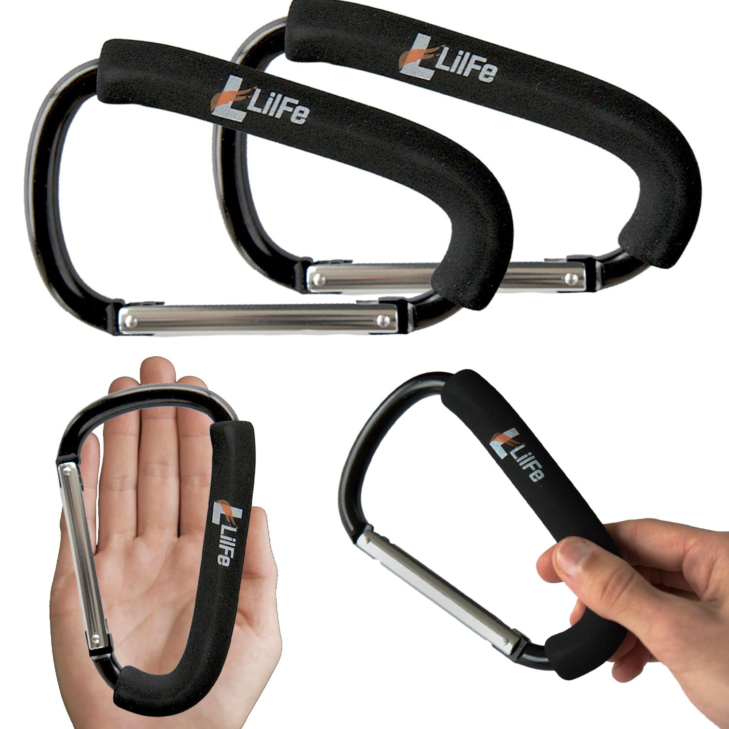 Kinderwagenhaken, 17 cm großer Kinderwagen-Clip, 2 Stück, große Karabinerhaken zum Aufhängen von Taschen und Einkaufen, Kinderwagen-Zubehör für Mama