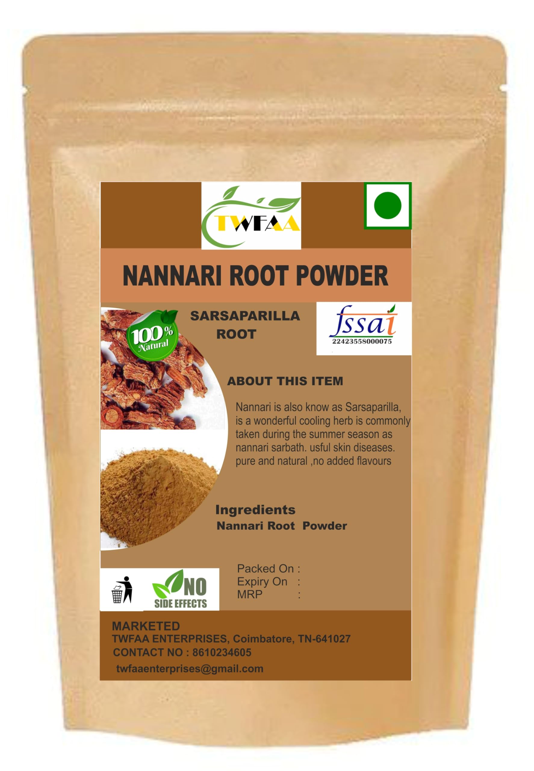 Twfaa Nannari Root Powder (Hemidesmus indicus) 200 gm (B0CGXS33J6) Amazon Price History, Amazon Price Tracker