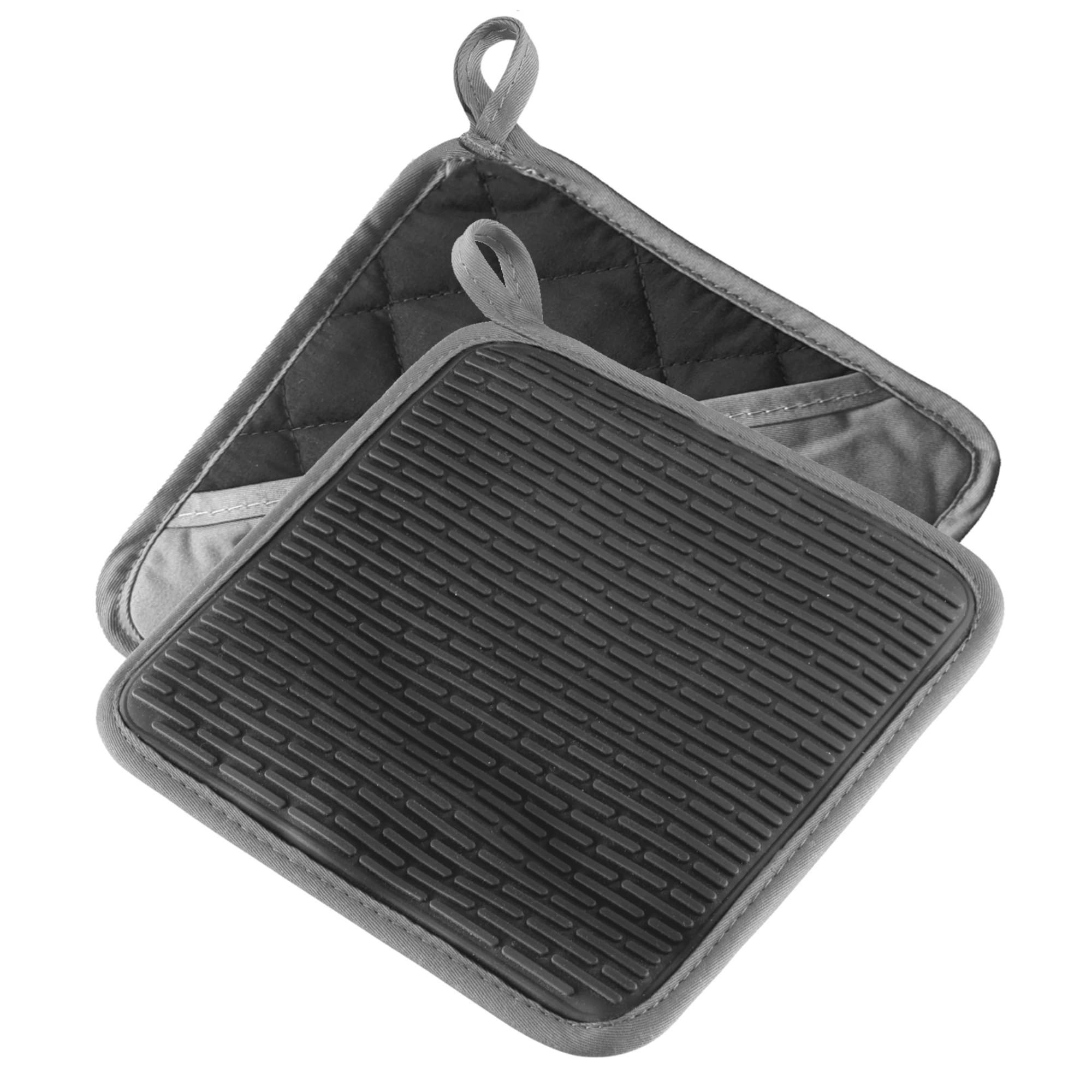 Westmark Pot Holders – Practical pot holders for safe work on the stove and oven, kitchen gloves with heat protection up to 250°C – Grey/Anthracite