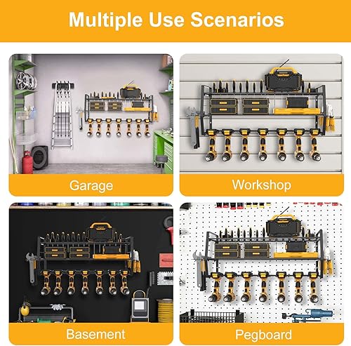 Miniatura 3 de Juquline Organizador de herramientas eléctricas, soporte de taladro, organizador de herramientas inalámbrico para montaje en pared, organizador de