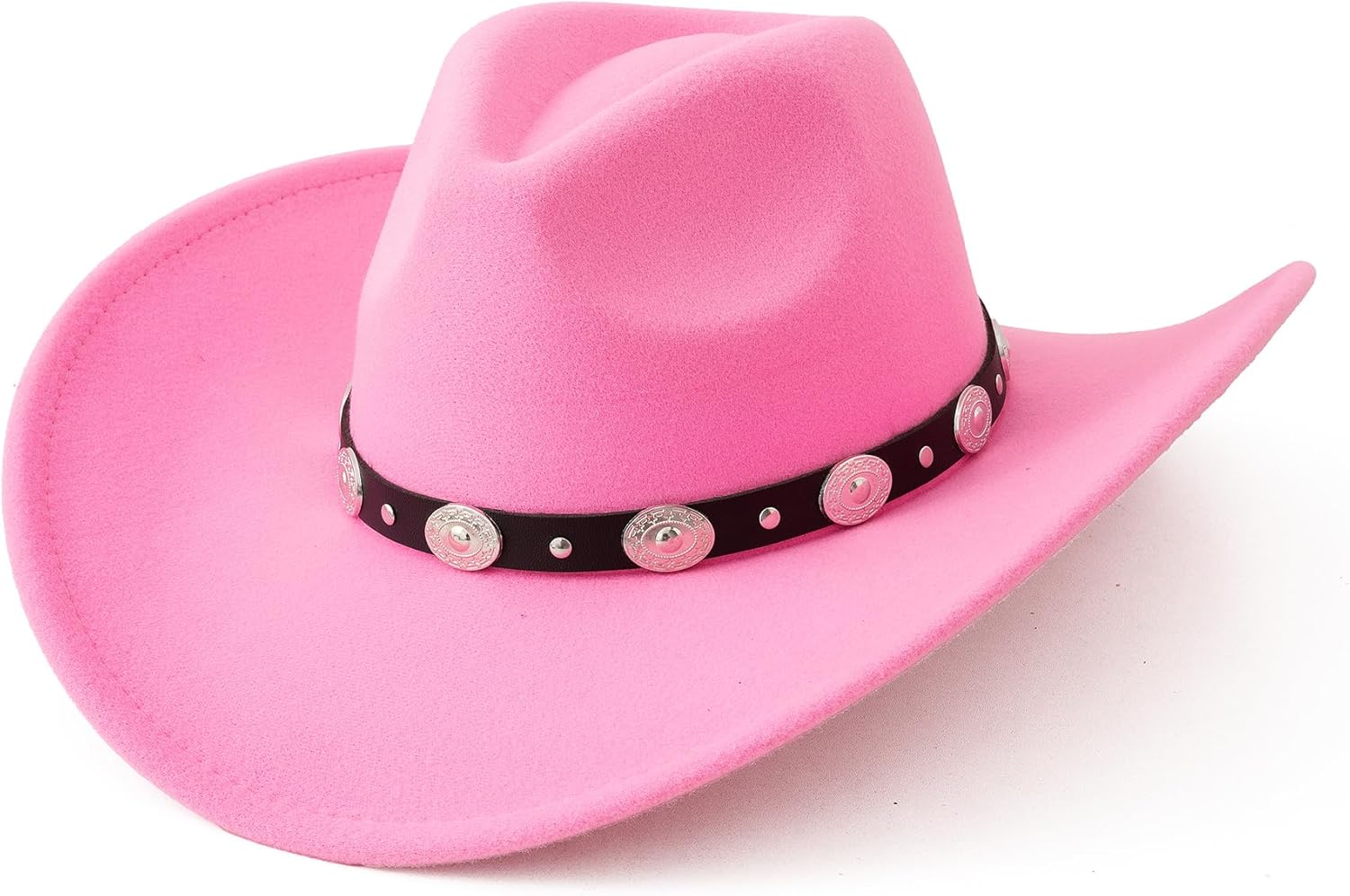 Lanzom Women Men Felt Wide Brim Western Cowboy Hats Belt Buckle Panama Hat