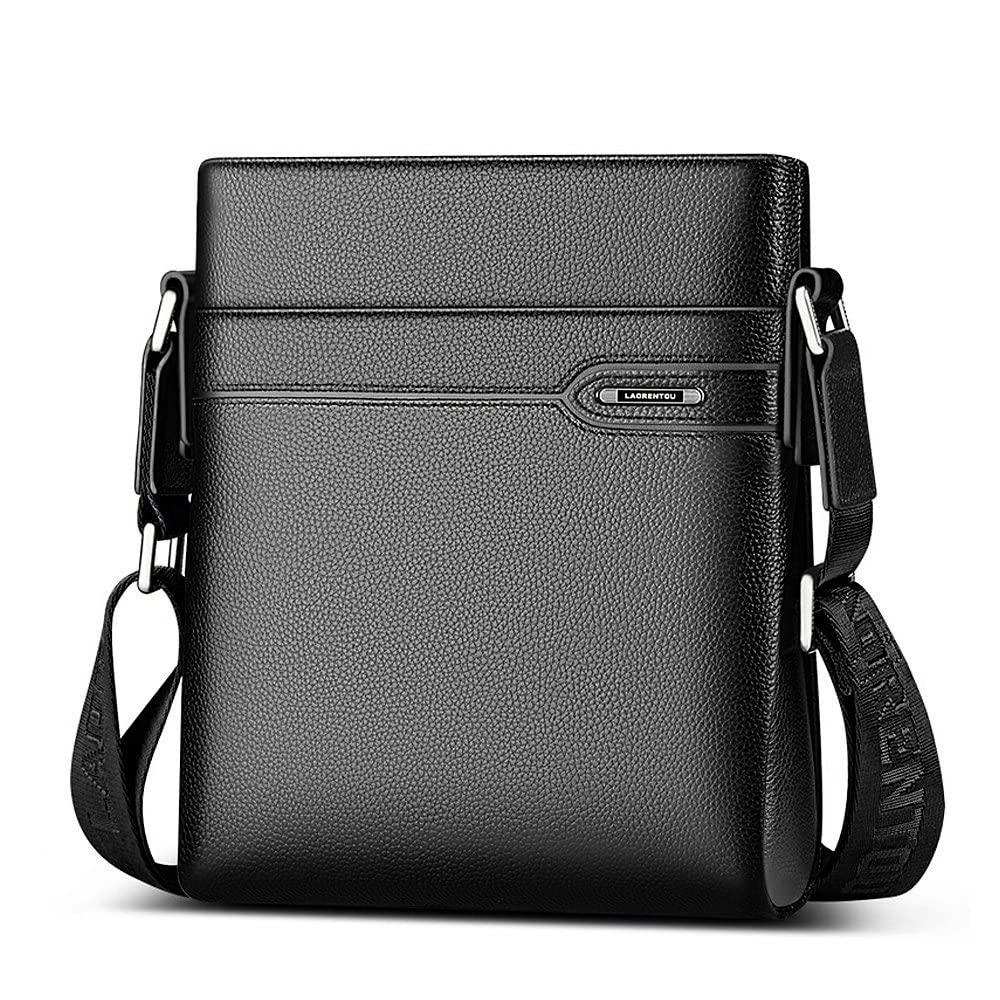 LAORENTOU Mens Genuine Leather Shoulder Bag Business Crossbody Bag for Men Messenger Bags Leather Purse Mens Side Bags