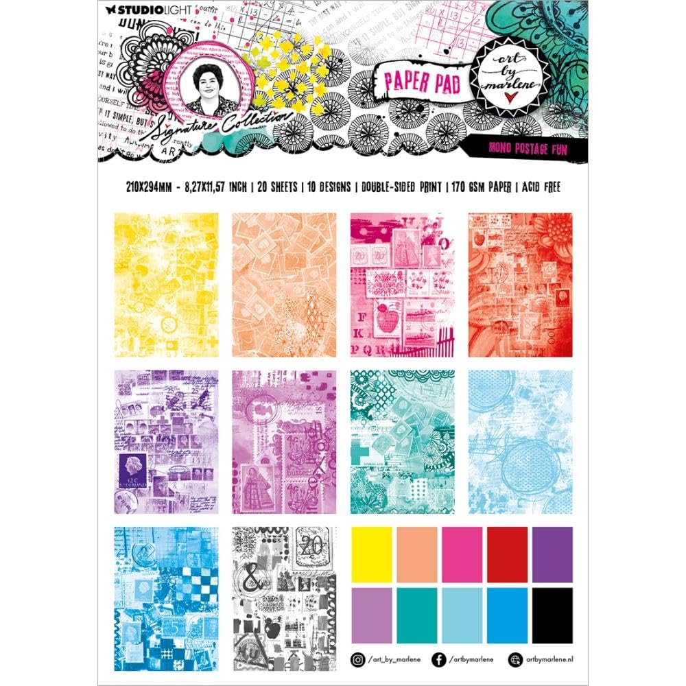 Art by Marlene Signature Collection Designer Paper Pad-Nr. 131, Mono Postage Fun
