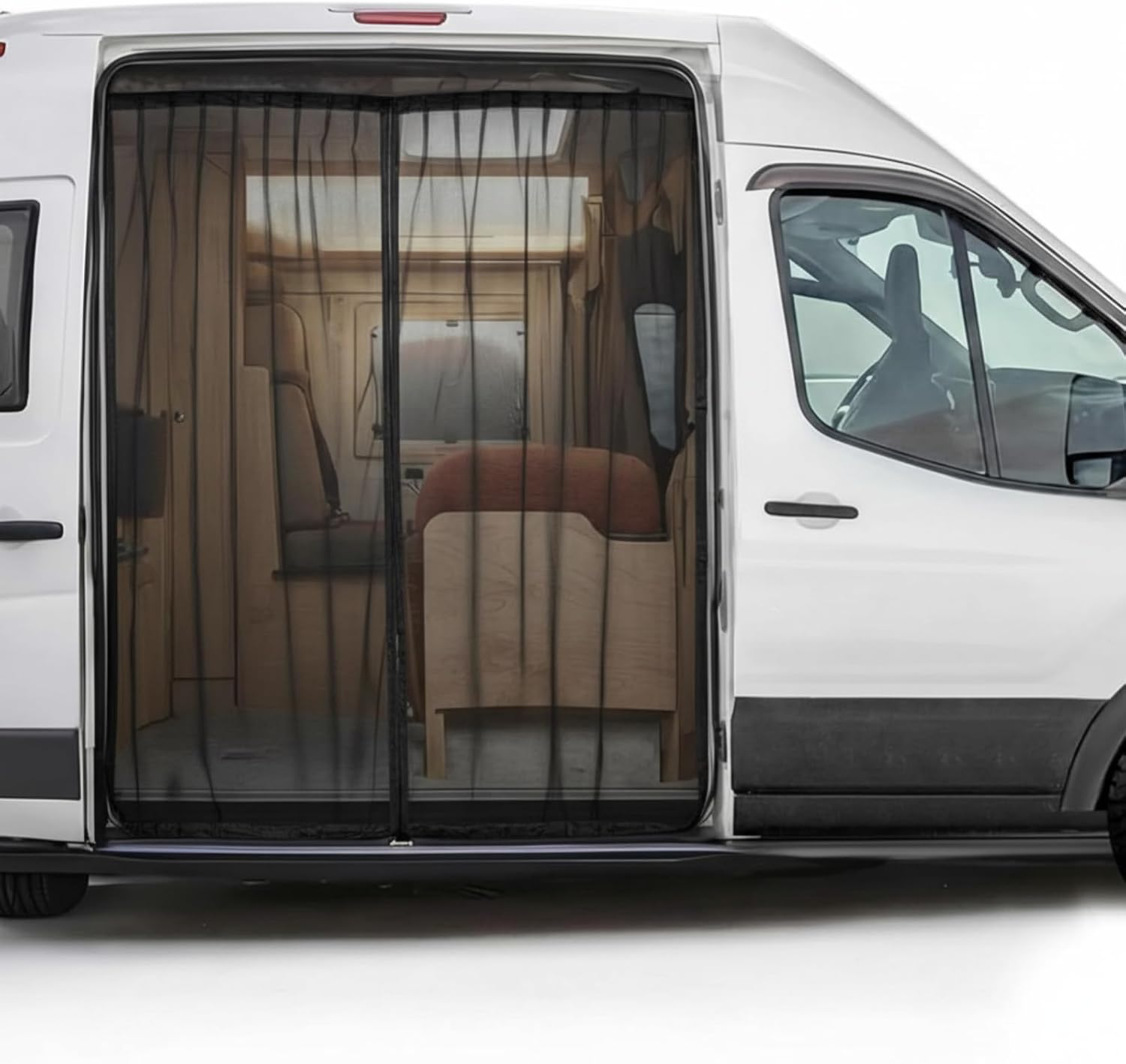 Van Sliding Door Bug Screen for Camping, Magnetic Mosquito Net for Campervan, Breathable Privacy Screen with Zipper Compatible with Sprinter Transit Promaster Vans(Medium, 65 x 65 Inch,Black)
