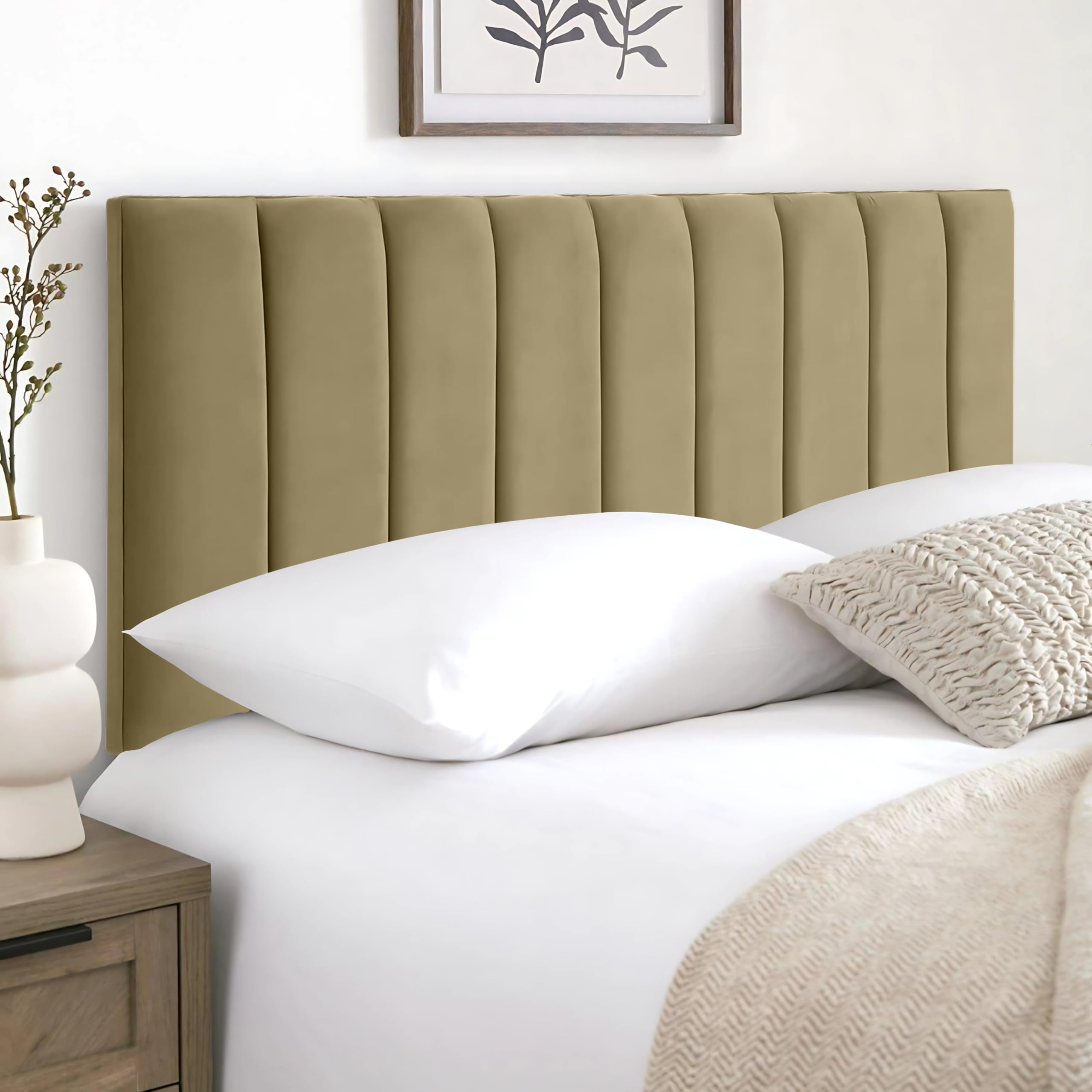 HB-1 Headboards for Beds – 9vp 24'' Divan Bed Headboard – Headboards for Divan Beds, Bedroom & Hotel Furniture, Elegant Soft Plush Fabric Head Board (Beige Plush, 6FT Super King) — image 1