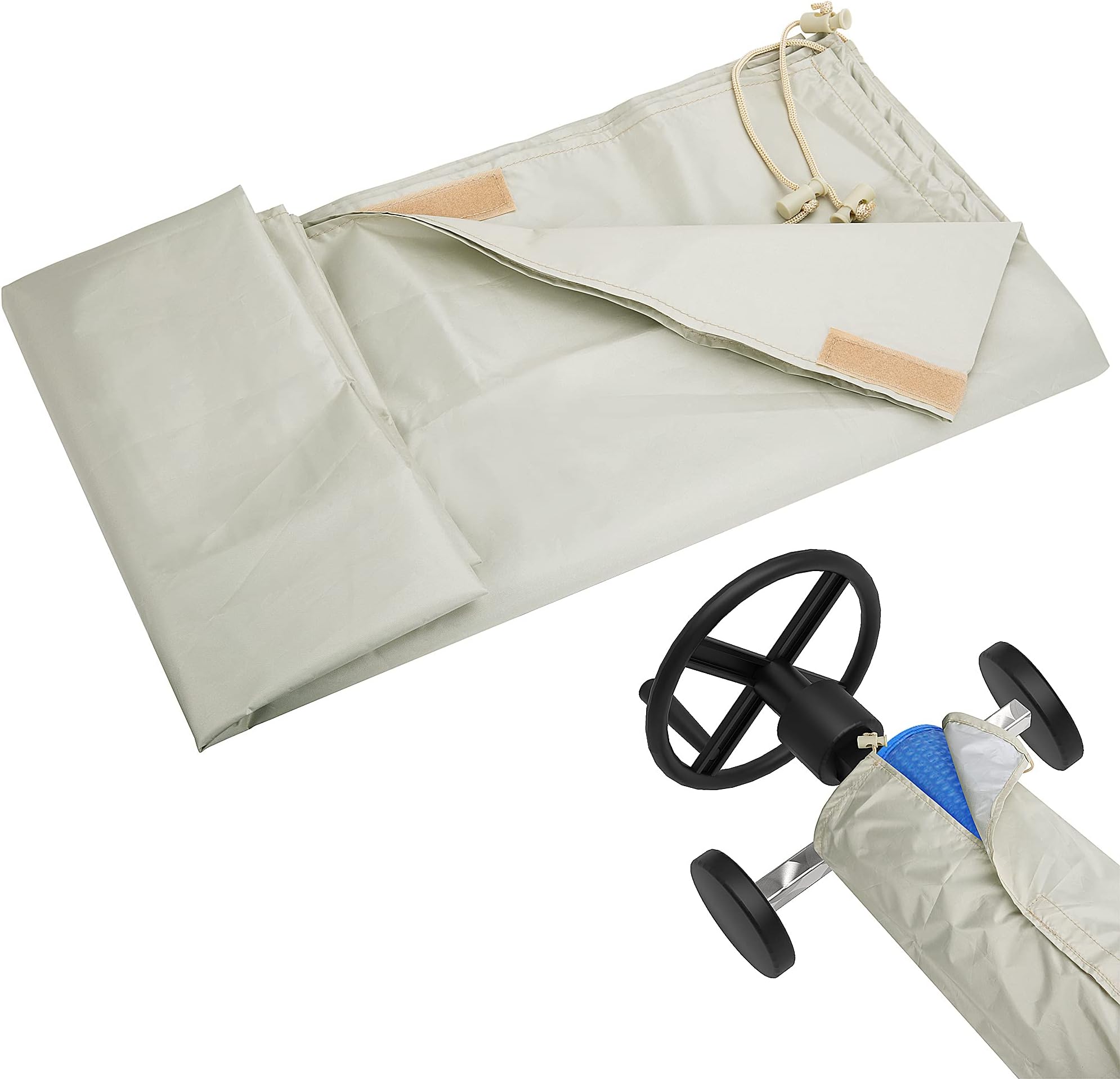 codree Solar Reel Protective Cover for Pool up to 16 FT Wide, UV Resistant, Durable, Rectangular, Plain, Solid, Snug Fit for Up to 16 Feet