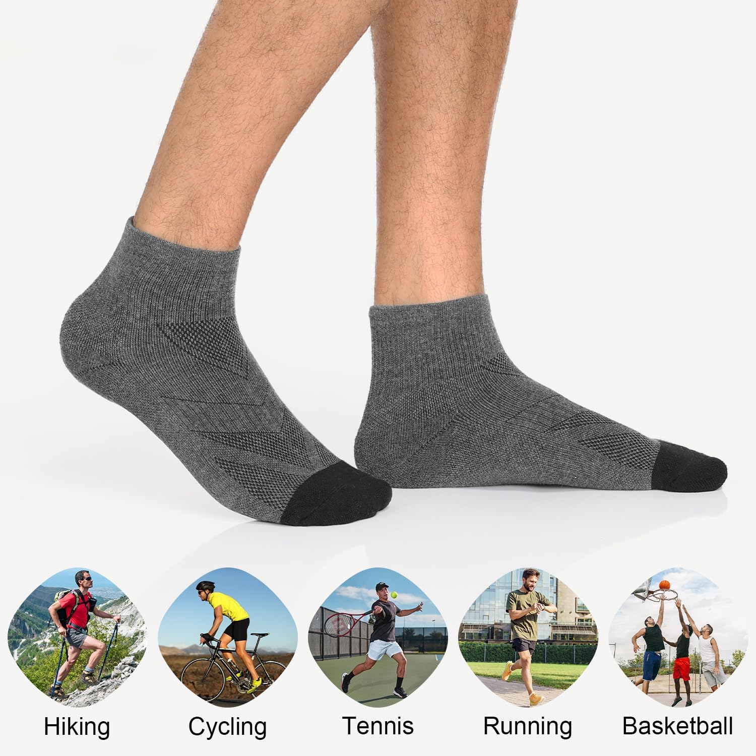 Lapulas 6 Pack Men's Ankle Socks Cotton Cushioned Athletic Running Socks for Women - Image 5