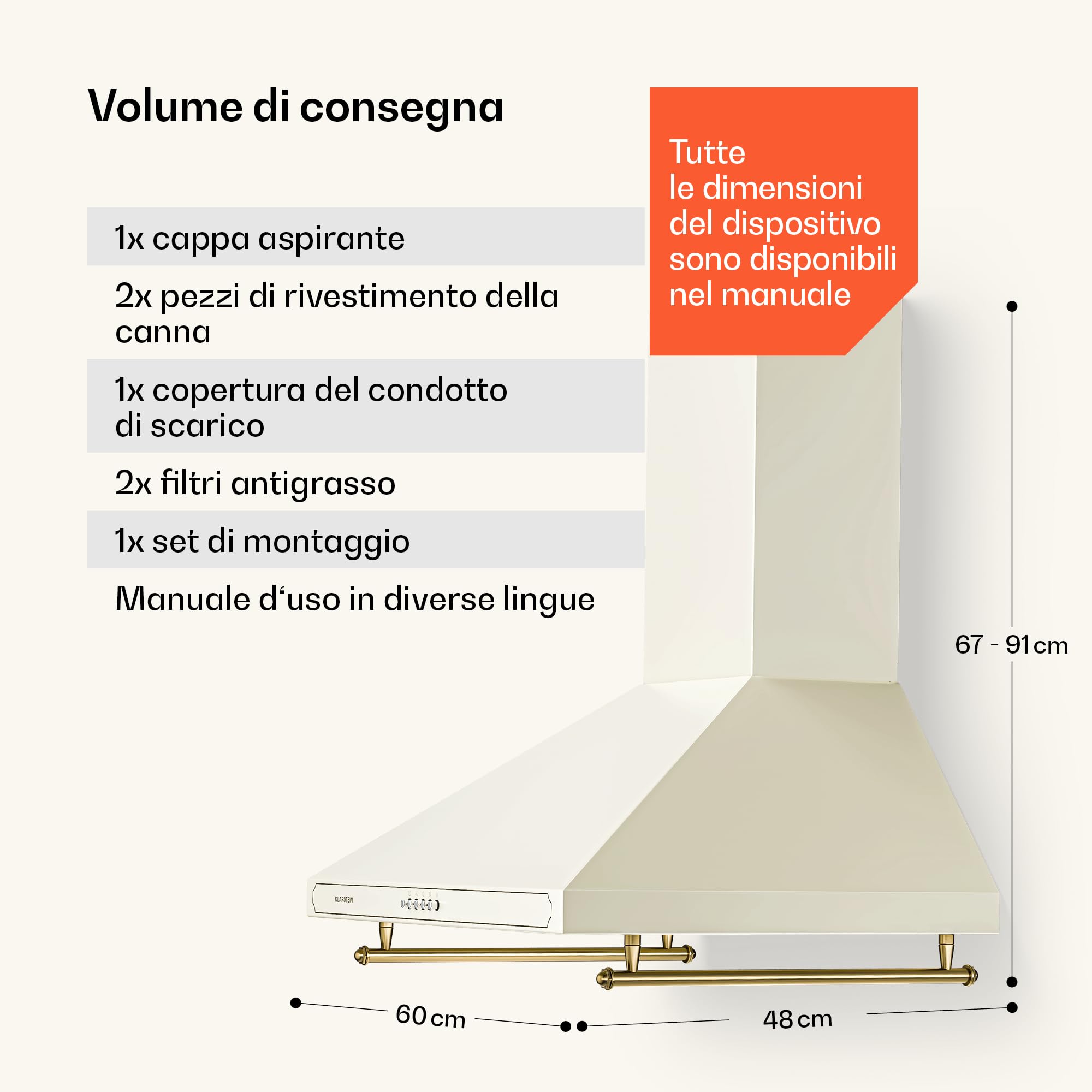 Klarstein Cappa Aspirante 60 cm Angolo Cucina Smart Silenziosa Filtro Antigrasso Alluminio Lavabile Lavastoviglie LED