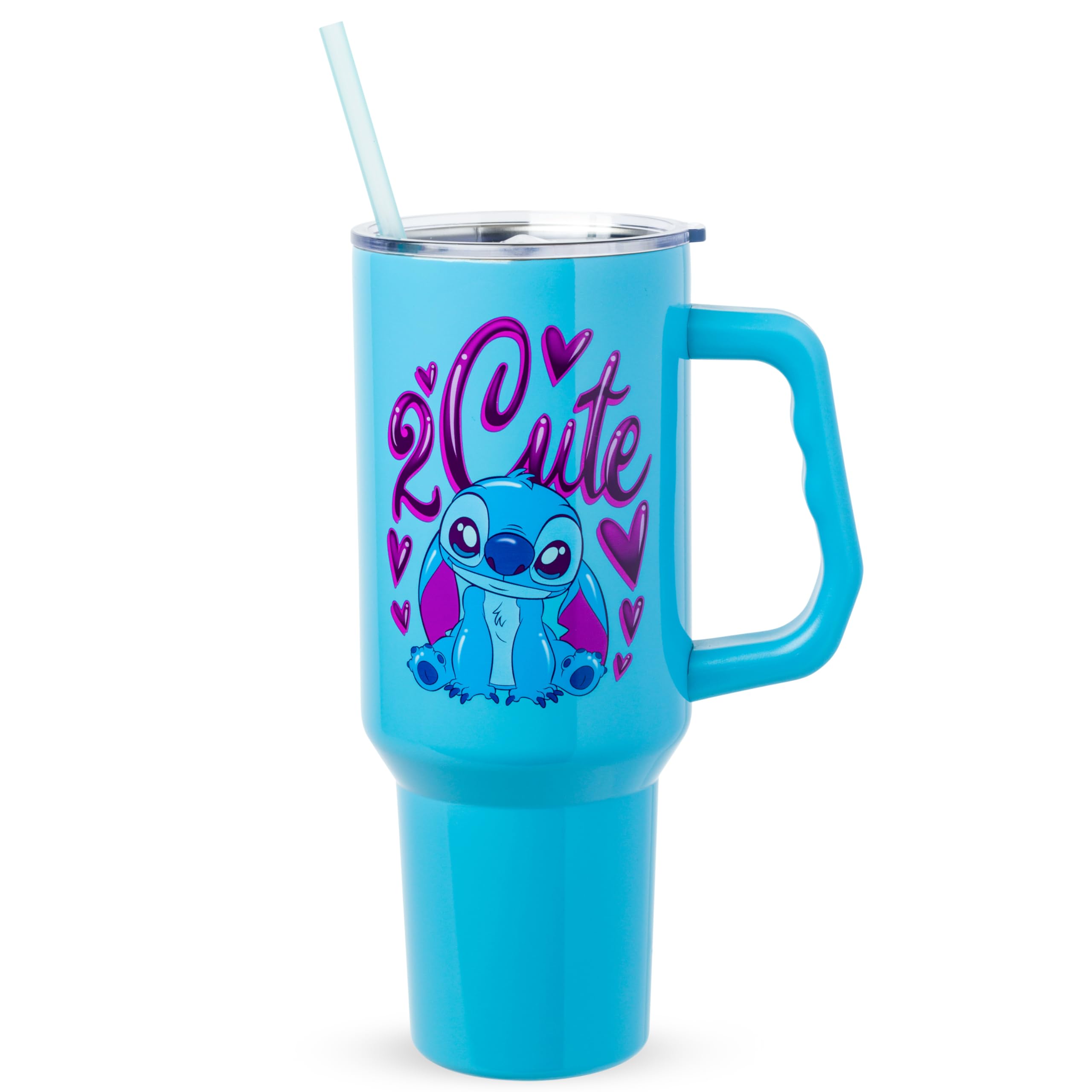 Silver Buffalo Disney Lilo and Stitch 2 Cute, Stainless Steel Tumbler, 40oz