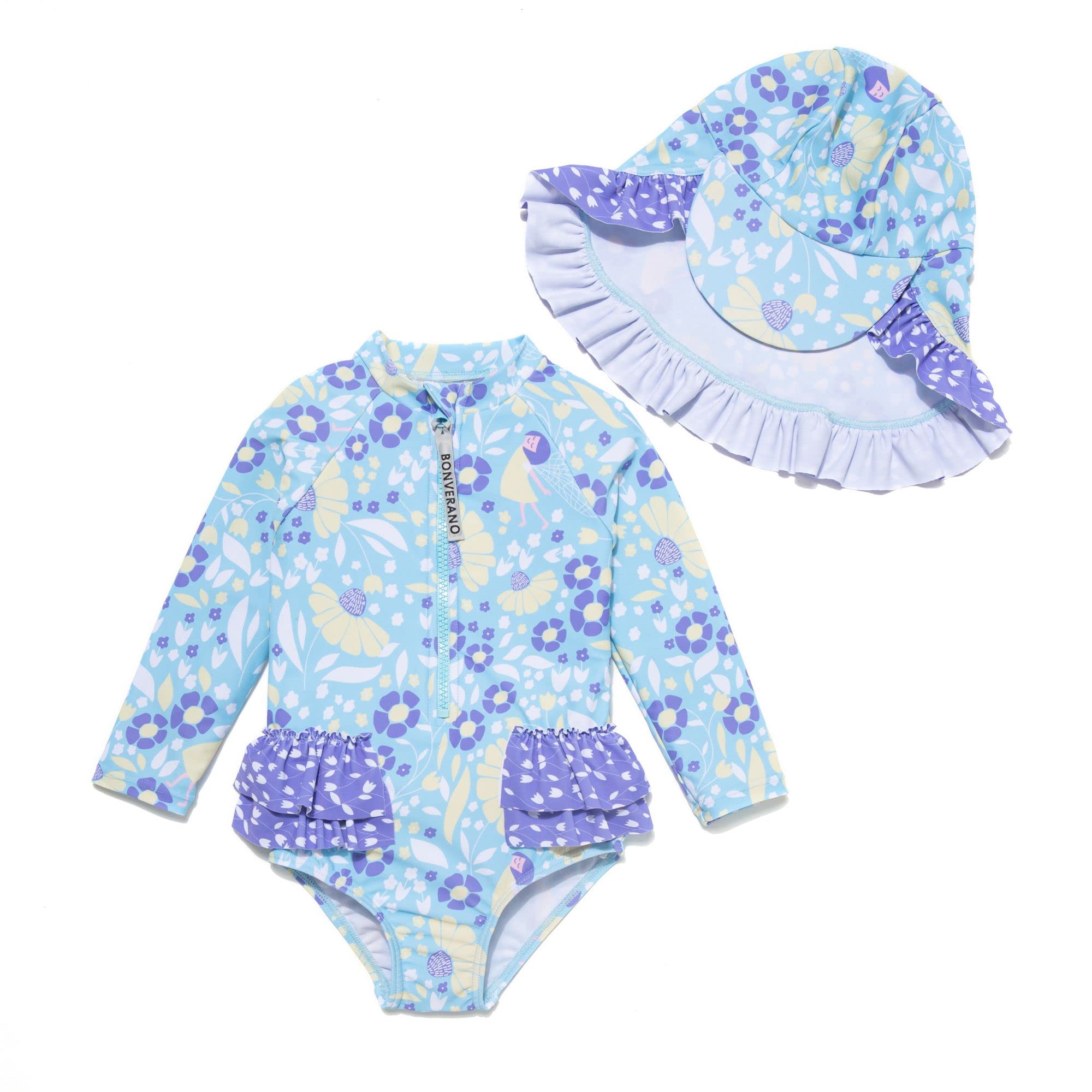 BONVERANO Bañador de una Pieza de Manga Larga para bebé niña protección UV 50+