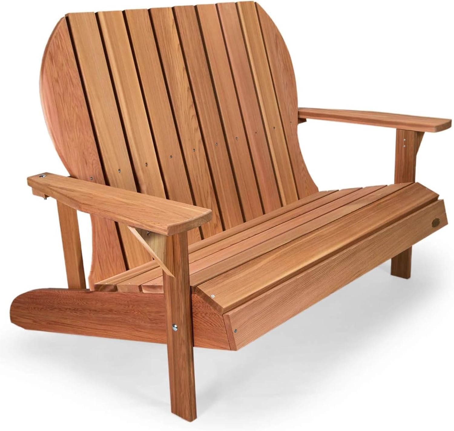 All Things Cedar 54” Wooden Adirondack Loveseat Chair, Outdoor Patio Seating, Natural