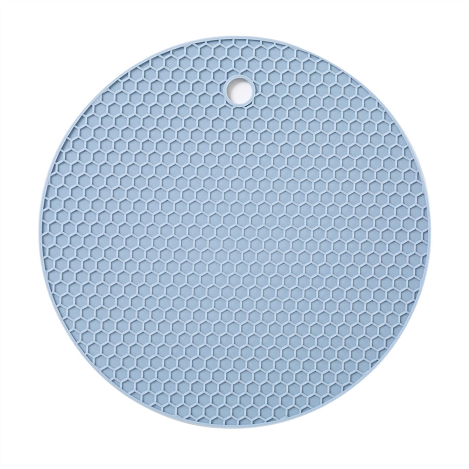 Dessous de tasse en silicone bleu rond alvéolé résistant à la chaleur