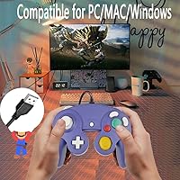 Vista 3 de Reiso Controlador USB clásico NGC con cable para Windows PC MAC (paquete de 1 morado)