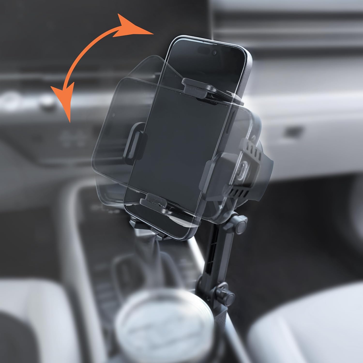Armor All 2-in-1 Cup Holder Cell Phone Holder, Dual Cellphone Car Mount and Cupholder, XL Cupholder Holds Bottles, 6” in Arm 360° Degree Rotatable, Swivel Phone Mount Fits Most Phones, Expandable Base - Image 4