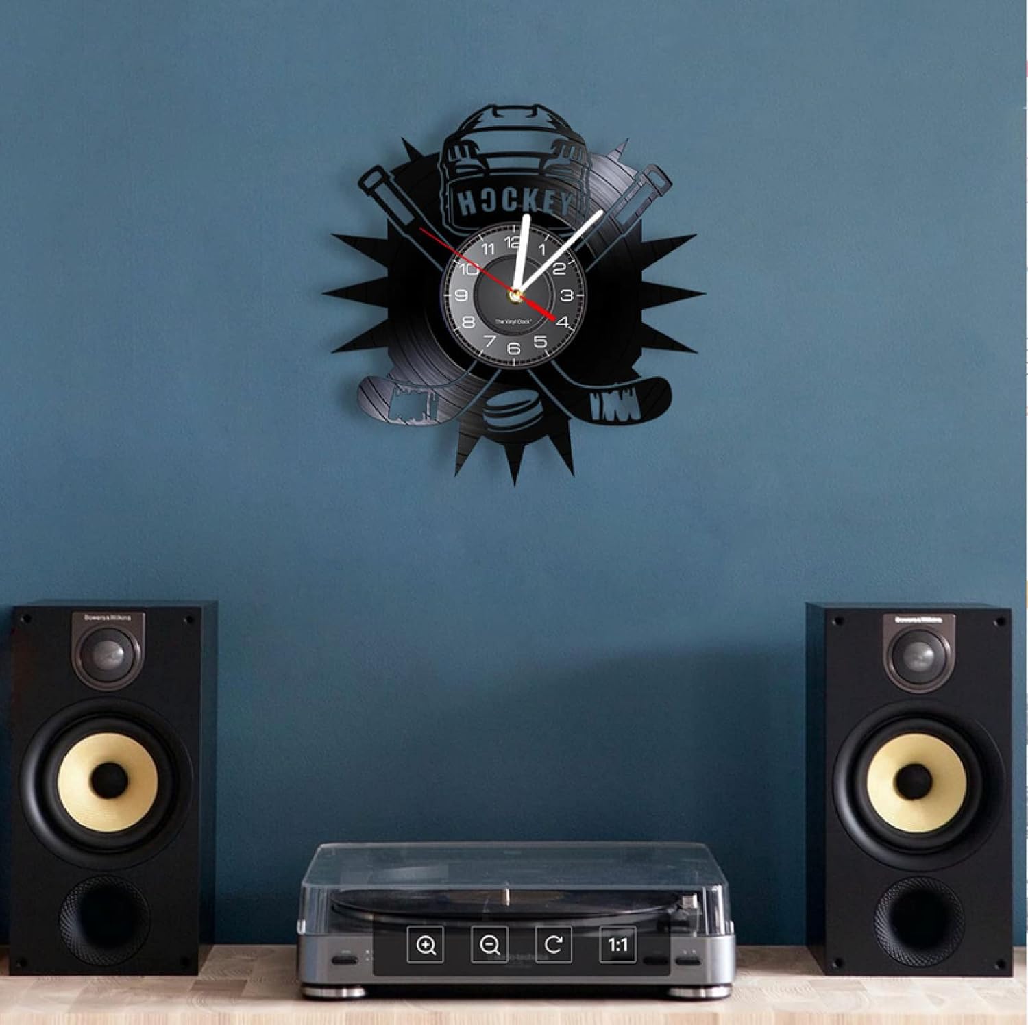 Wall Clock 30Cm Wall Decor Clock Watch Hockey Club Team Logo Hockey Sticks and Puck Vinyl Record Wall Clock Hockey Fans Gift