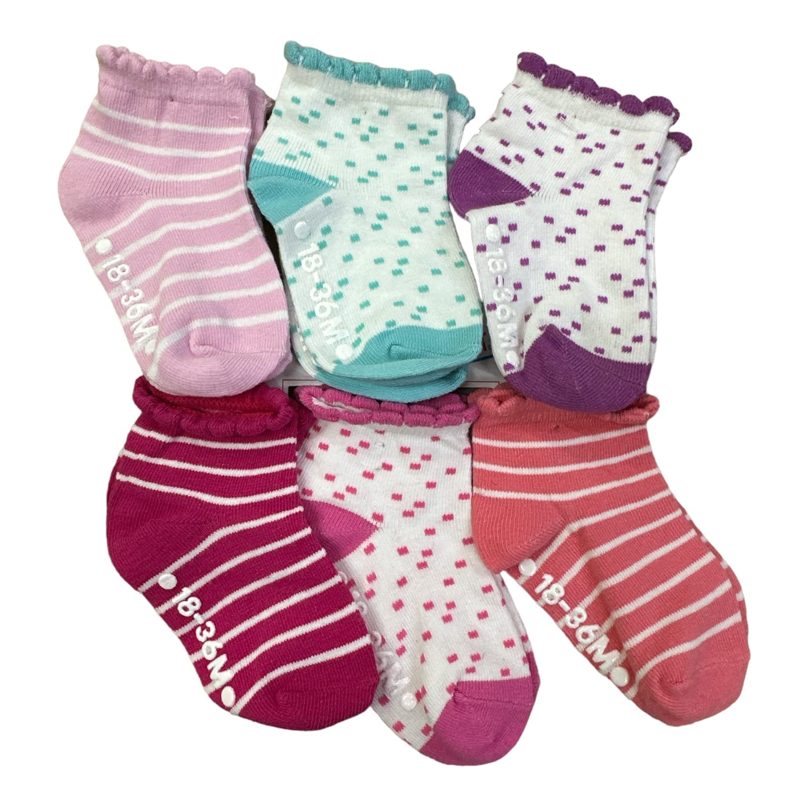 Girl's Infant/Toddler 6 Pack Quarter Socks Sock Size (18-36 Months)