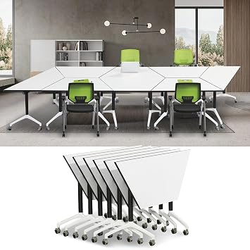 6 Pack Conference Room Table,Modern Folding Office Conference Room Tables,Meeting Room Mobile Training Table-Flip Top Seminar Training Table with Silent Wheels,47.2 "D x 23.6" Wx 29.5 "H