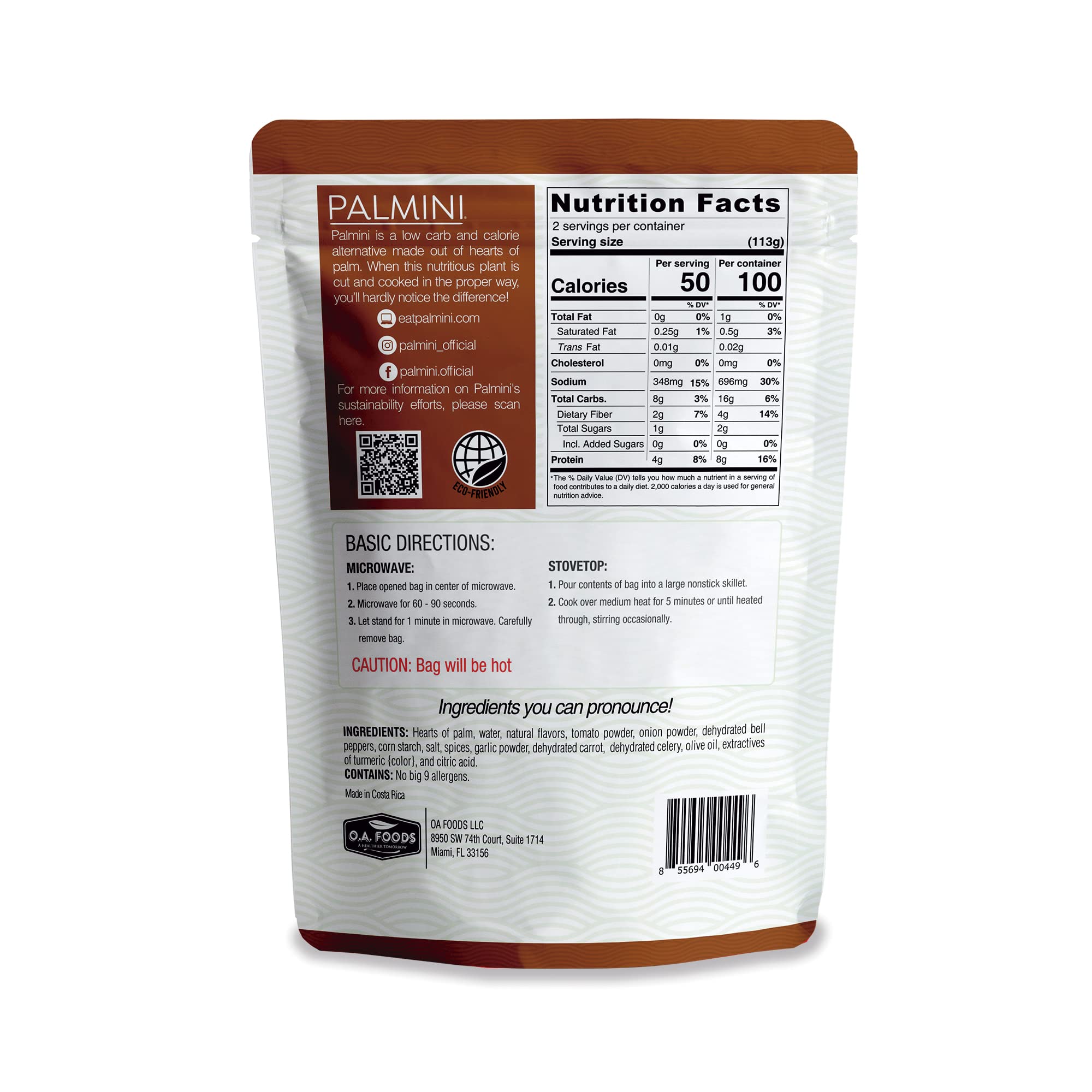 Palmini Spanish Rice | Low-Carb, Low-Calorie Hearts of Palm Rice | Keto, Gluten Free, Vegan, Non-GMO | As seen on Shark Tank | (8 Ounce Pouch - Pack of 6)