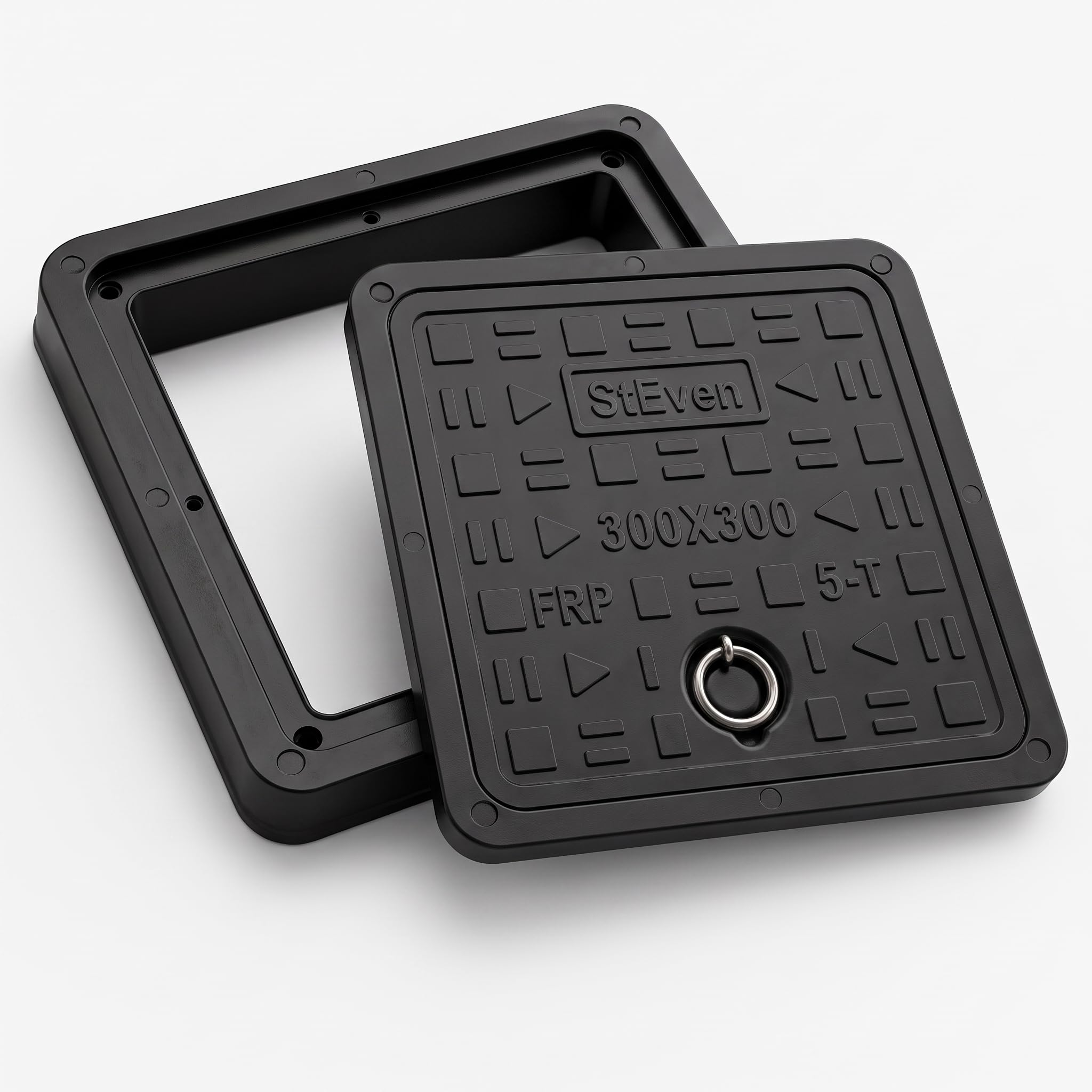 StEven FRP Manhole Cover 12x12 in (310x310 mm) 5 Ton Load Capacity Black | Made In India-image-13