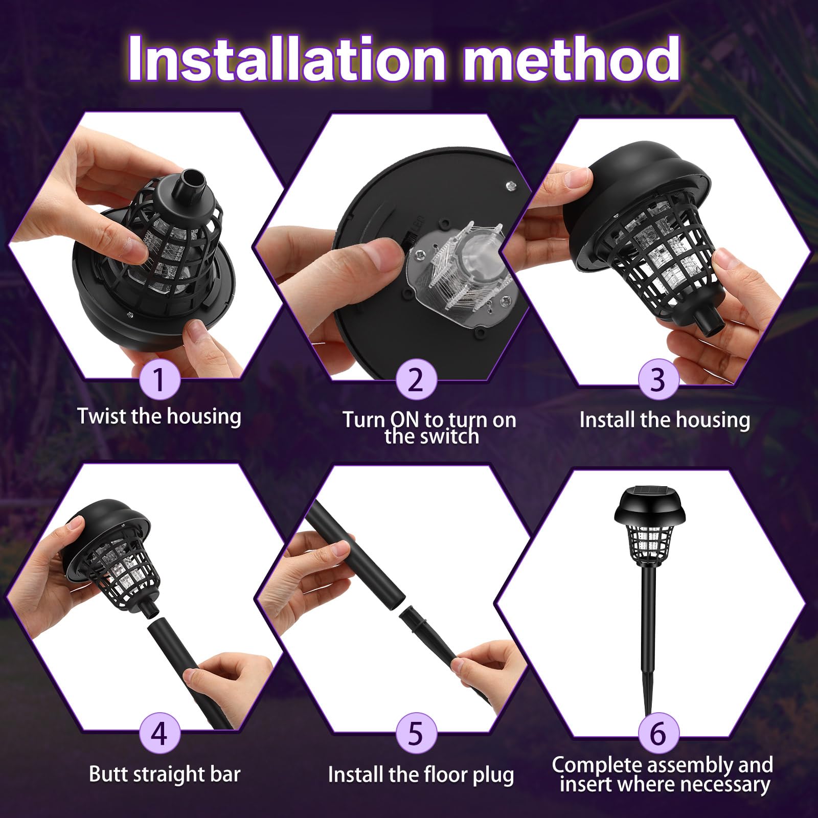 Qualirey 12 Stück Solar Insektenvernichter Wasserdicht Outdoor Moskito Zapper Mückenvernichter und Beleuchtung Repellent Lampe für Innen Außen Garten Terrasse
