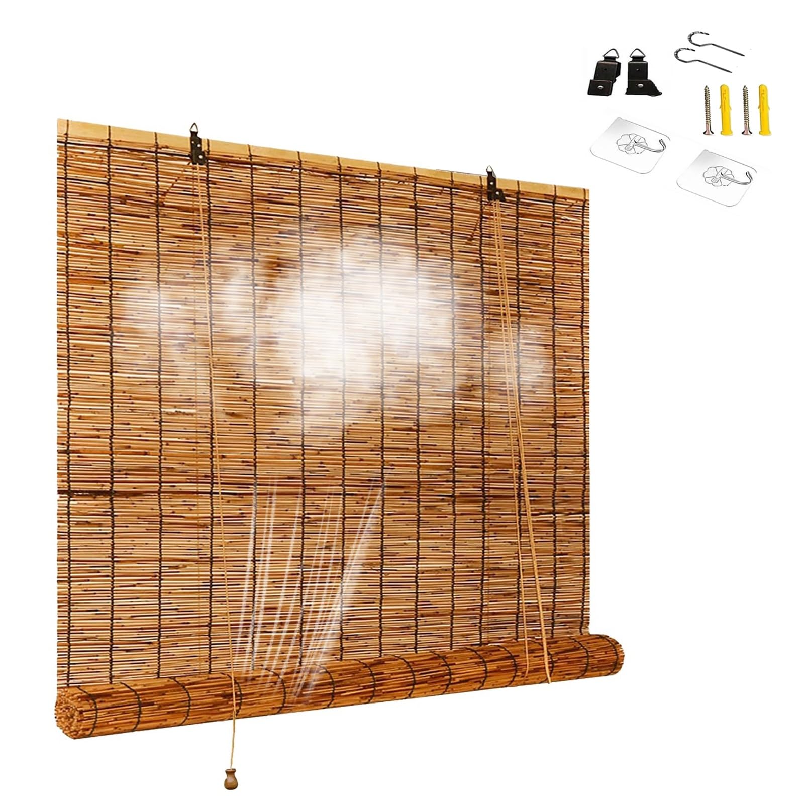 CMJYMX Roman Roller Blinds Bamboo Shades Outdoor Indoor 50 * 80, 70 * 100, 110 * 120, 130 * 230cm, Light-Filtering Roller Blinds For Home Office Patio, Privacy Protection(140x230CM/55x90IN(WxH))