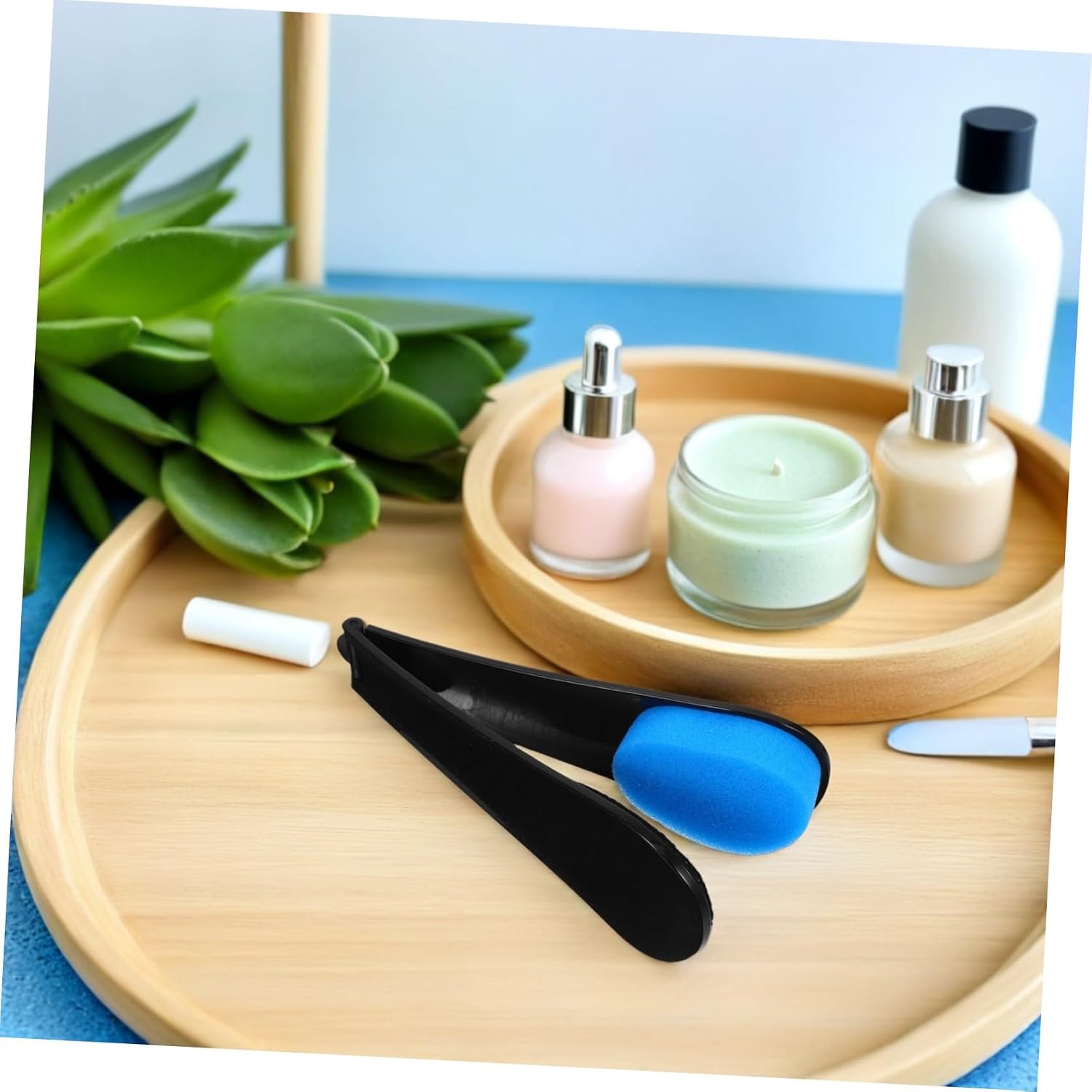 CHILDWEET 2pcs Back Lotion Applicator with Foldable Design, Blue Sponge Cream Applicator for Sunscreen, Body Massage Tool for Self-Application on Back, Shoulders, and Legs