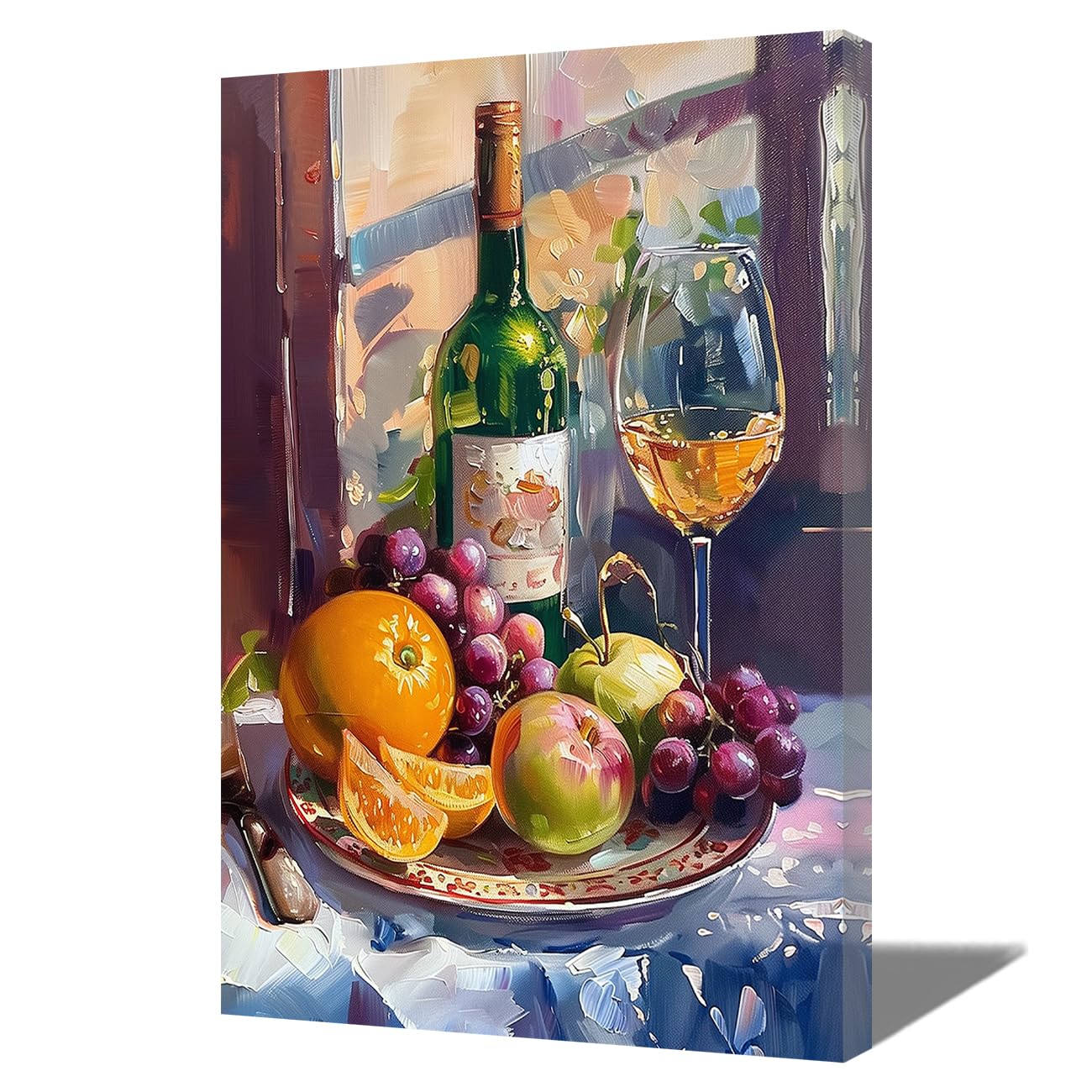 Peinture de fruits vintage et tableau sur toile style ferme pour déco bar 50x75cm