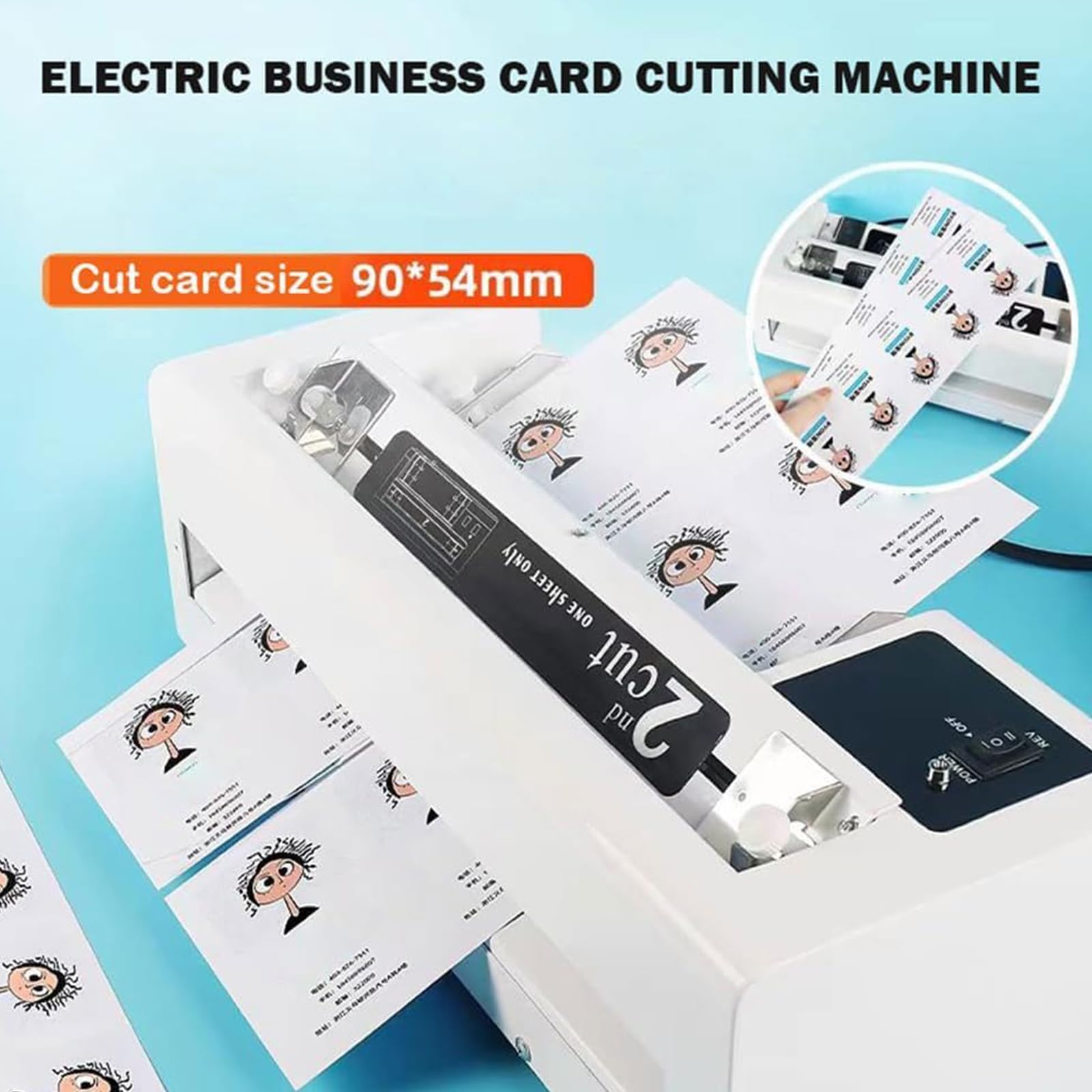 Macchina elettrica per Il Taglio di Biglietti da Visita, Formato A4 e 90x54 mm, taglierina Automatica con margini Regolabili da 9 a 12 mm, 30 Biglietti al Minuto