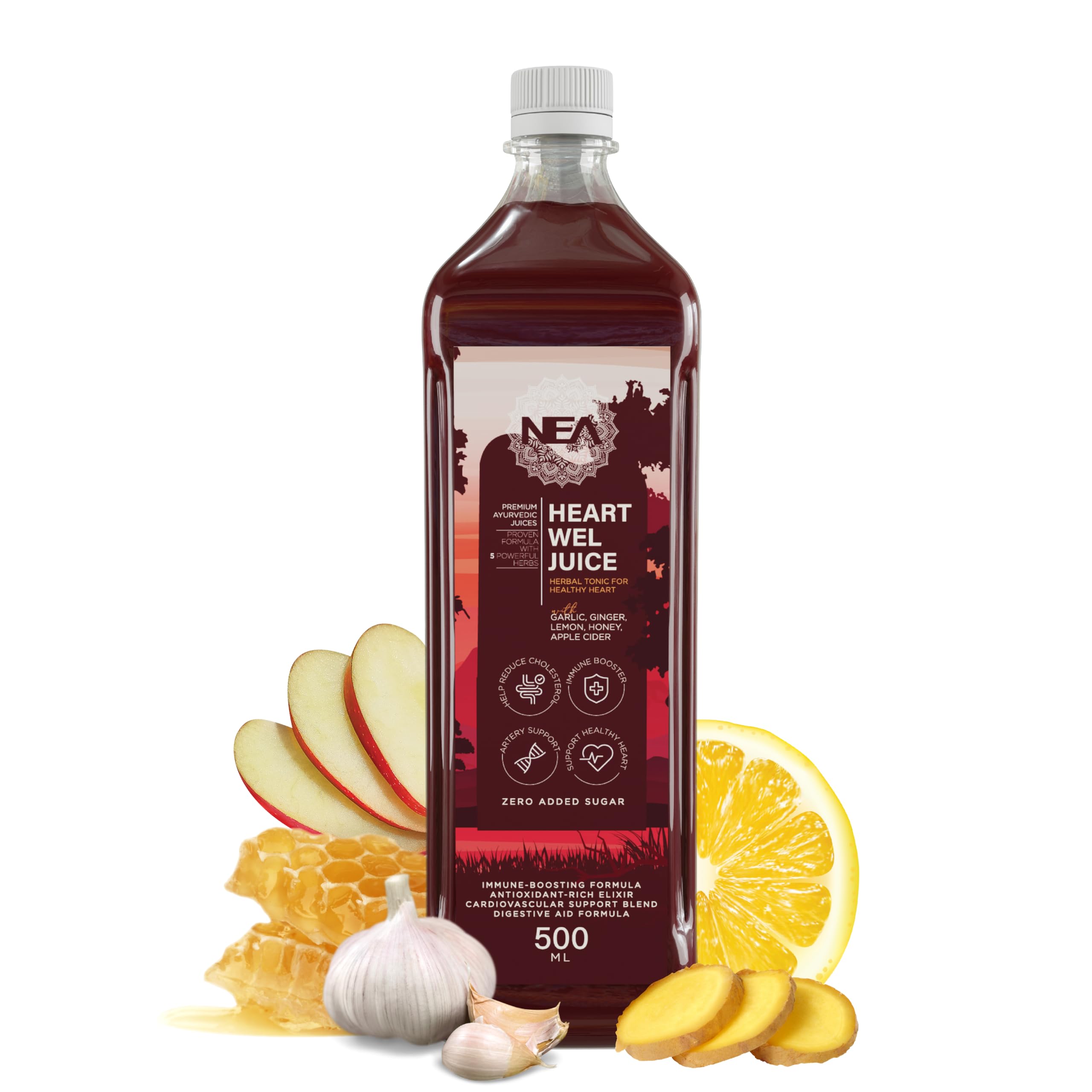 Nea Heart Wel Ayurvedic Juice | Cholesterol Care | BP Control | Apple Cider | 500ml-picture-22