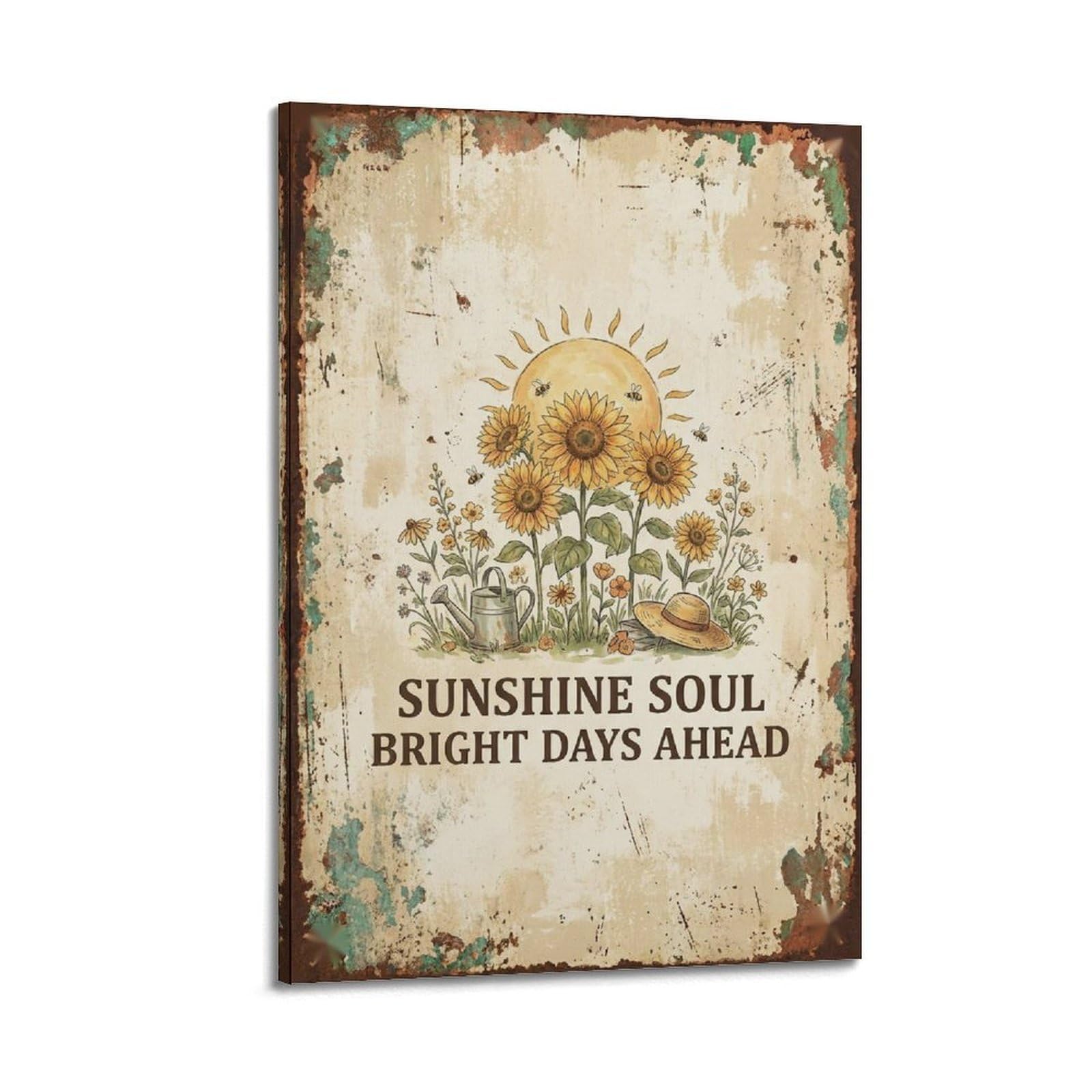 OKAHYS Sunshine Quote Vintage Poster Bright Classic Country Modern Decorative Canvas Prints - Ideal Wall Art for Family, Man Cave, Game Room, Boys & Girls Bedroom 20x30inch