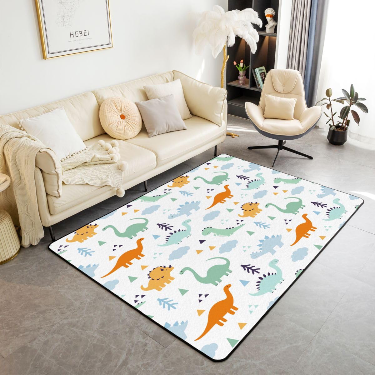 Tapis de chambre abstrait pour une décoration d'intérieur vert brun et beige cosy