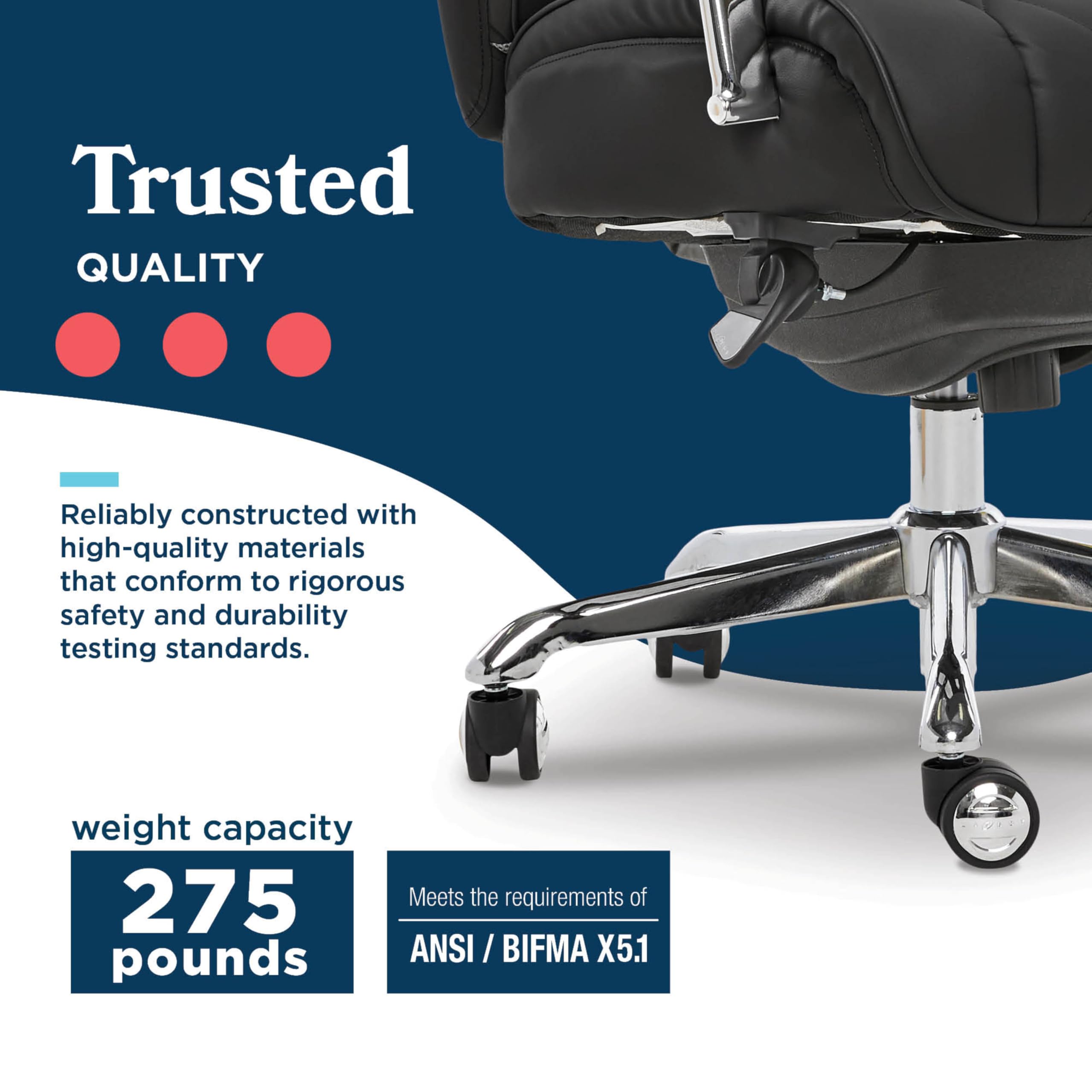 LaZBoy Sutherland Ergonomic Faux Leather Swivel Computer and Desk Chair Black CHR10048A — view 10