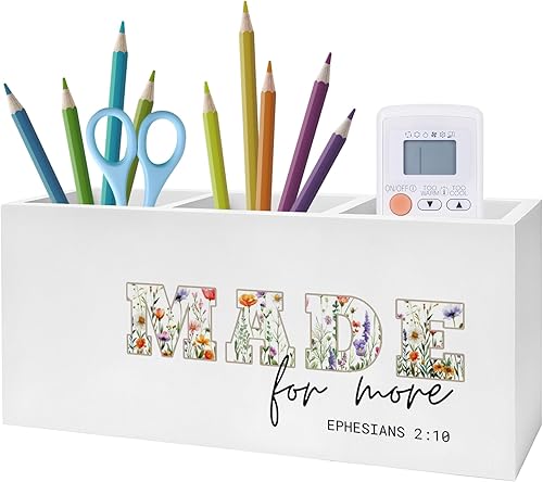Miniatura 7 de Soporte Inspirador Floral para Bolígrafos y Lápices con Versículos Bíblicos, Decoración Cristiana para Oficina en Casa, Organizador de Bolígrafos y