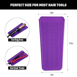 ZAXOP Resistant Silicone Mat Pouch for Flat Iron, Curling Iron,Hot Hair Tools (Purple)