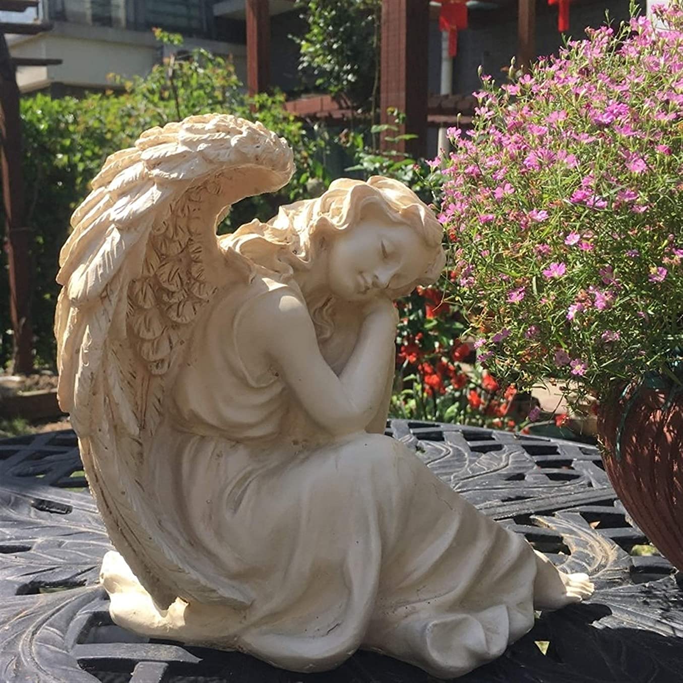 Ogrodnictwo na zewnątrz żywica szczęśliwy anioł ozdoby dziedziniec park figurki rzemiosło dekoracja willa ogród rzeźba wyposażenie wystrój