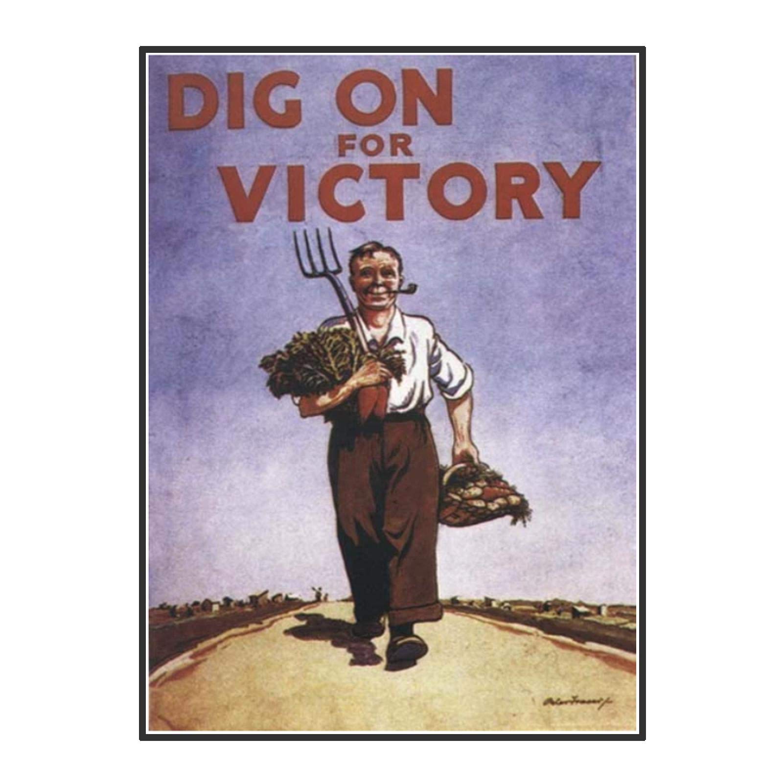 chtshjdtb Farming for The Victory Ww2 Dig On British England Propagada Art Posters Print Living Room Home Decoration -20X28 Inch No Frame 1 Pcs