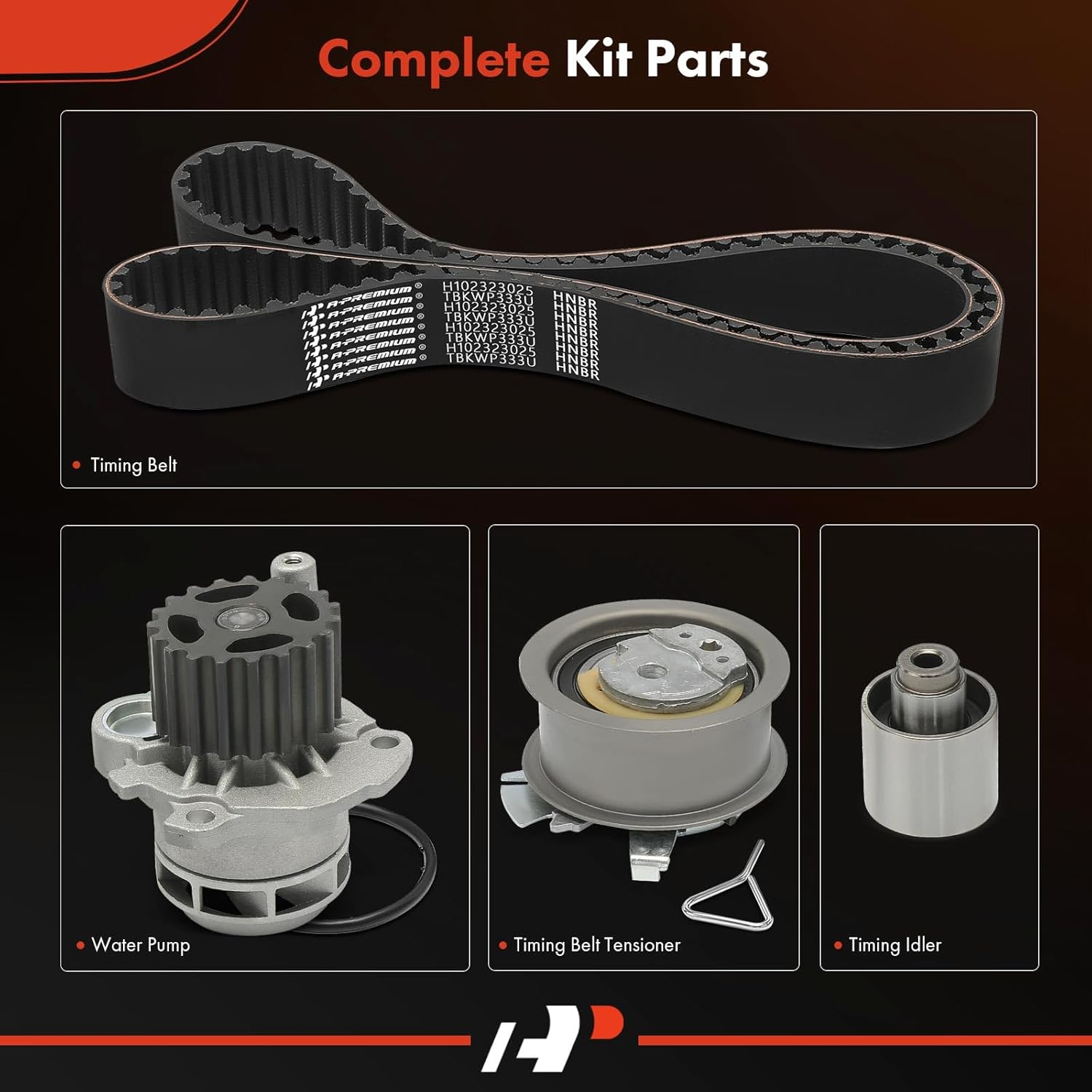 A-Premium Timing Belt Kit & Water Pump Compatible with Volkswagen Jetta 2004-2005 1.9L, Golf/Beetle 2004-2006 1.9L, Passat 2004-2005 2.0L, 4-PC Set