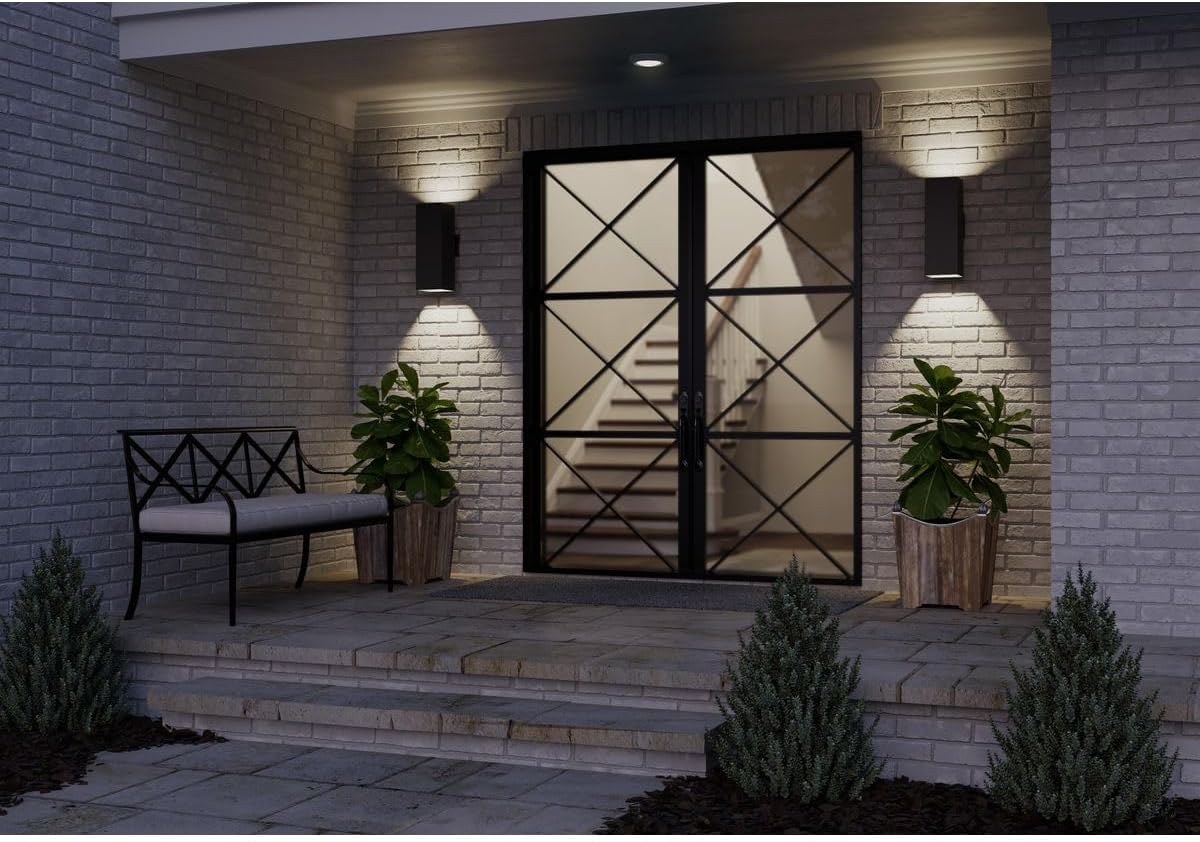 Progress Lighting 6-Inch Aluminum Outdoor Up/Down Wall Lantern Light, Square Collection, Matte Black, P5644-31