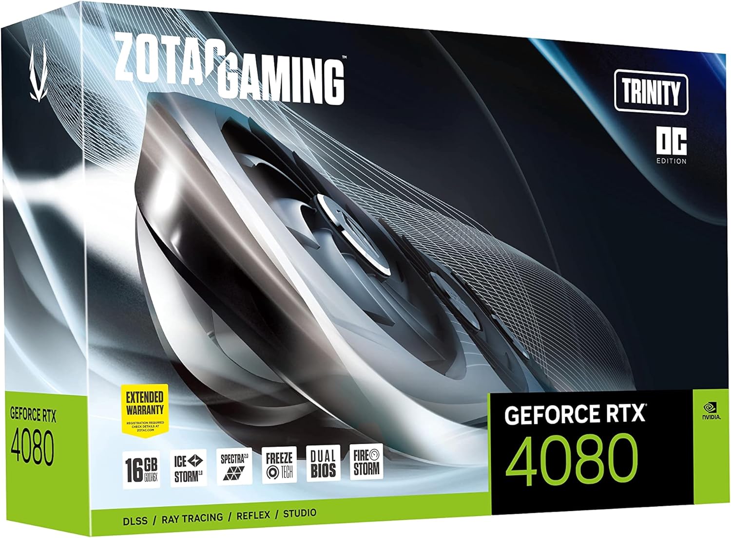 ZOTAC Gaming GeForce RTX 4080 16GB Trinity OC 16GB GDDR6X 256-bit 22.4 Gbps PCIE 4.0 Gaming Graphics Card, IceStorm 2.0 Advanced Cooling, Spectra 2.0 RGB Lighting, ZT-D40810J-10P