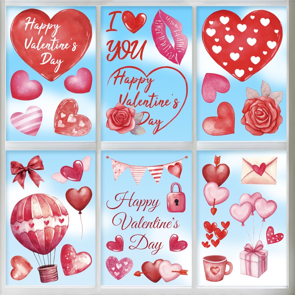 Autocollants statiques pour fenêtre de maison et bureau Saint-Valentin