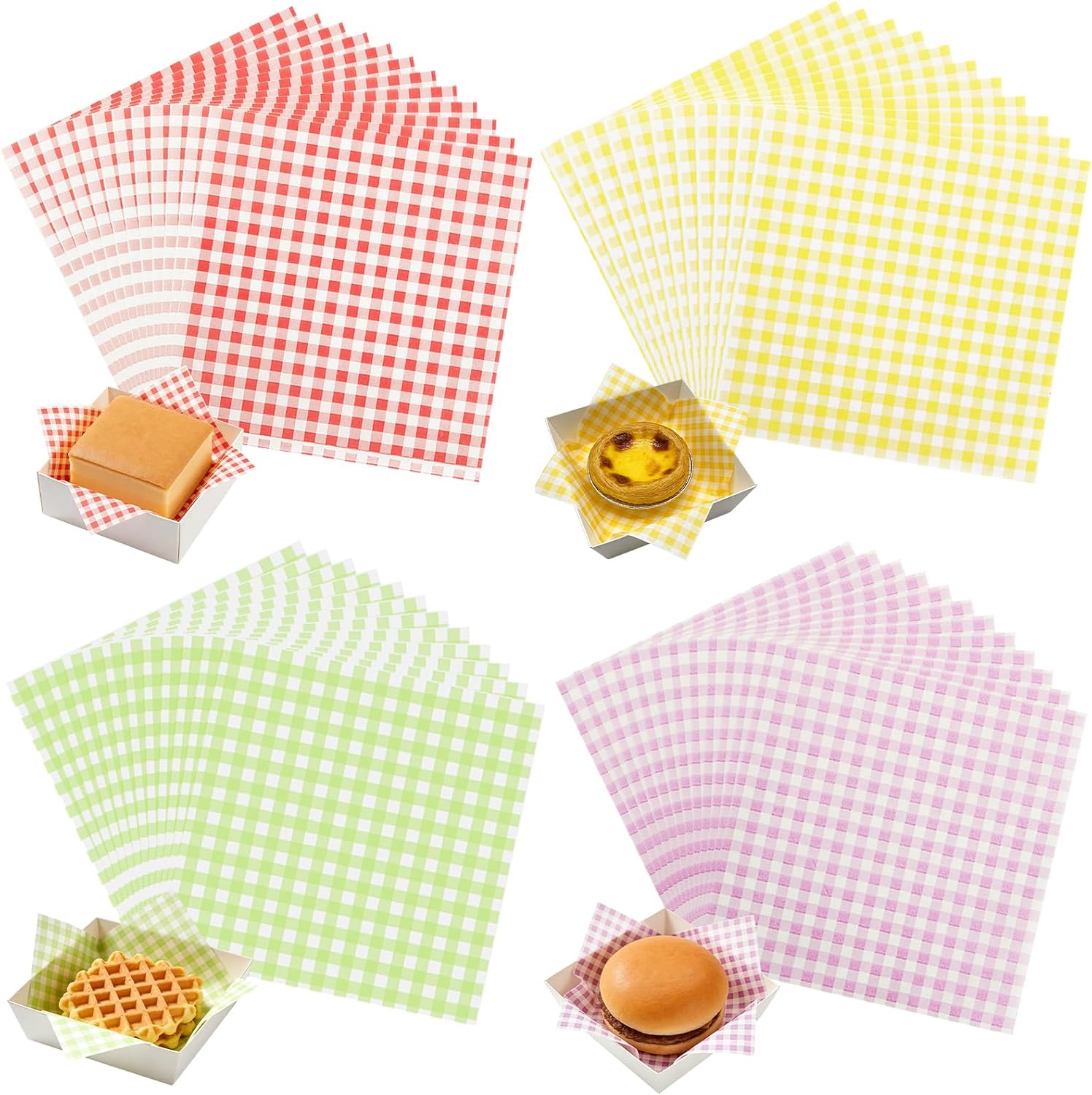1000 Pcs Wax Paper Sheets for Food, 7x7 Inch Checkered Deli Paper Sheets Food Basket Liners for Sandwich Food Truck, Party, Festival, Fair or BBQ