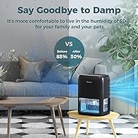 Vista 3 de Deshumidificadores de 60 onzas para el hogar, deshumidificador silencioso de doble semiconductor con temporizador, modo de apagado automático, 7