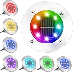 LYHOPE Solar Ground Lights Outdoor, 16 Pack 8 LED Solar Disk Lights Waterproof Garden In-ground Pathway Lights Landscape Lighting for Lawn,Yard,Deck,Patio,Walkway (Warm White)
