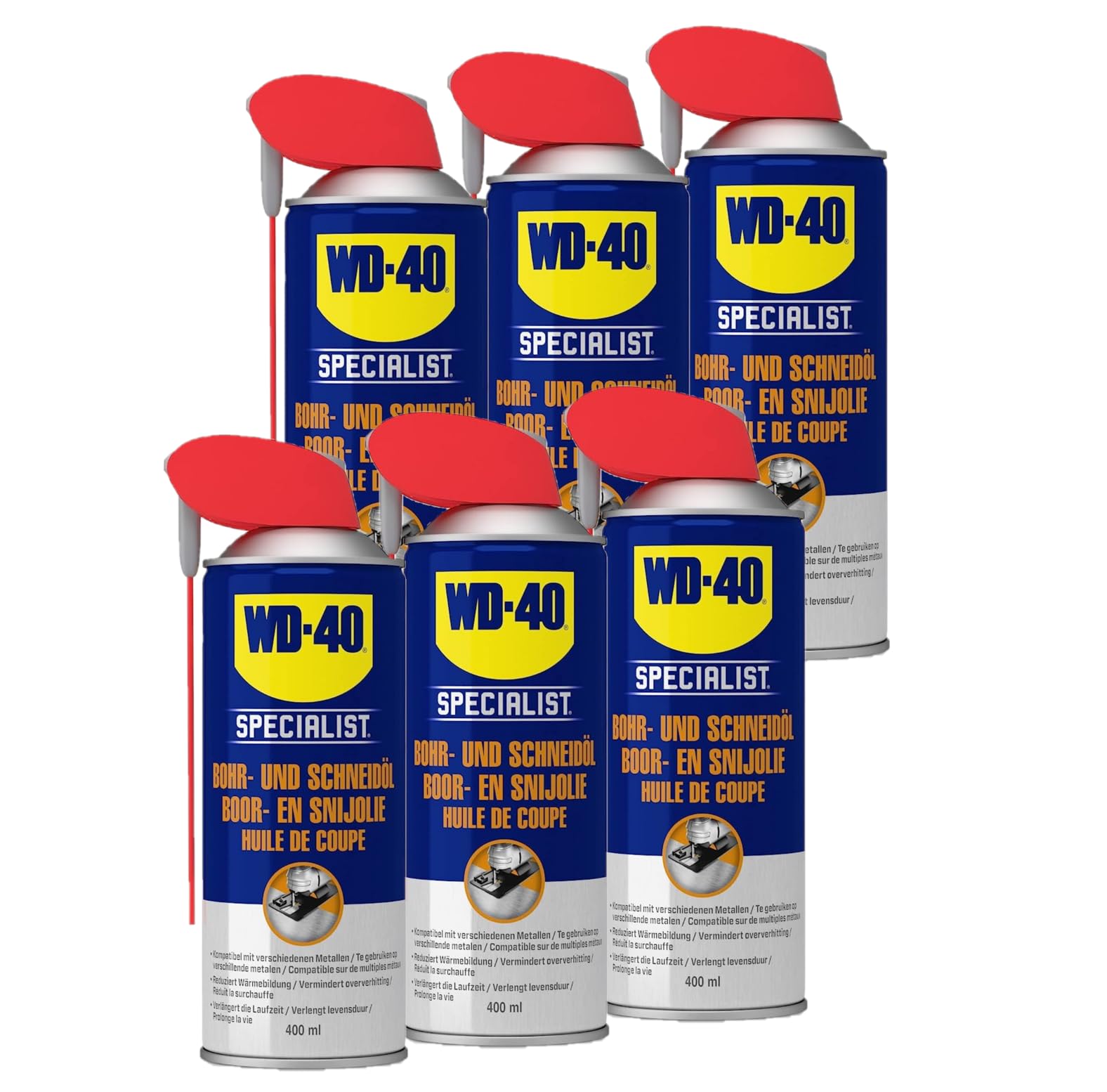 WD-40 Specialist Huile de perçage et de coupe 6 x 400 ml | Lubrifiant, réduit l'usure des outils