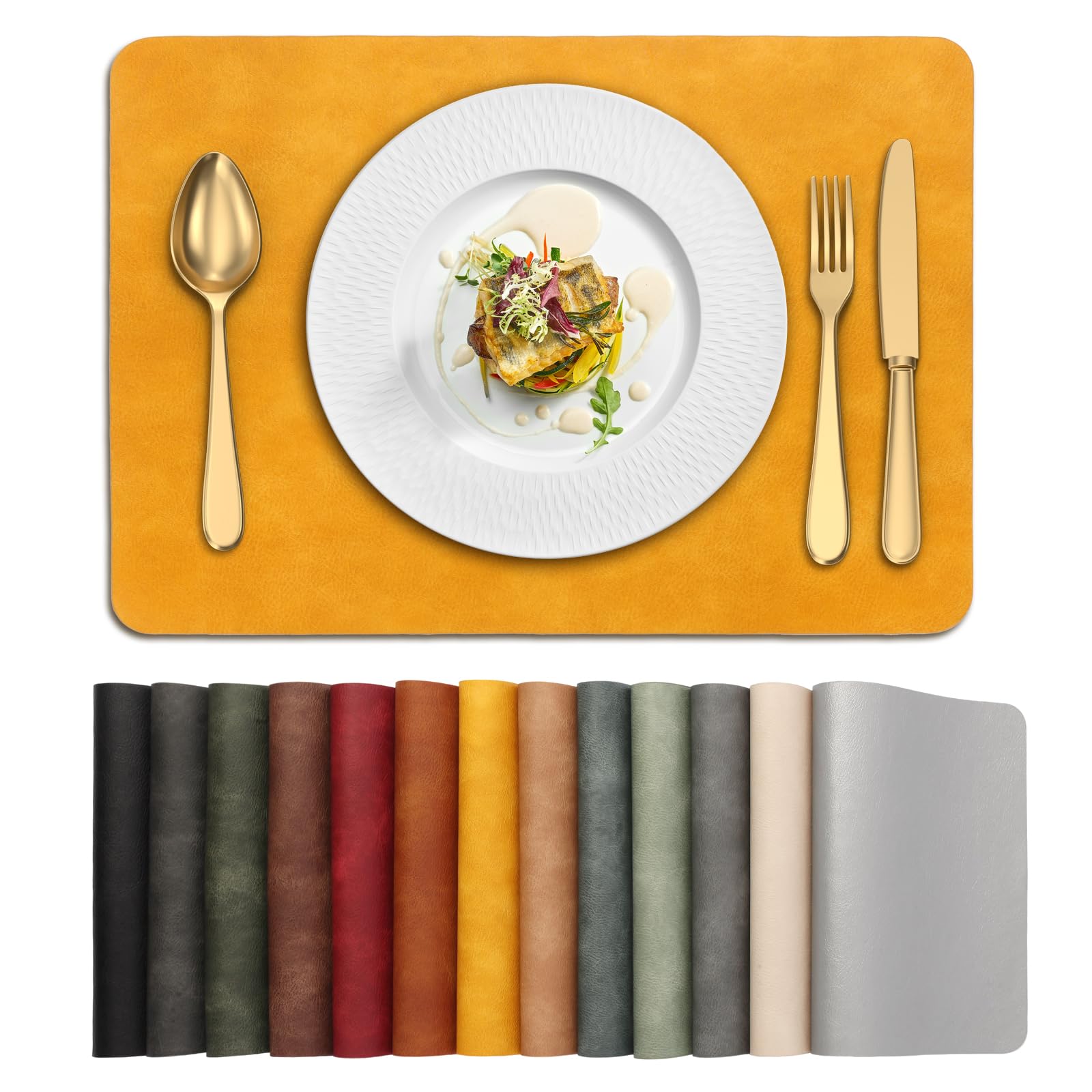 Set de table imperméable UnivoColors jaune lavable et résistant à la chaleur lot de 4