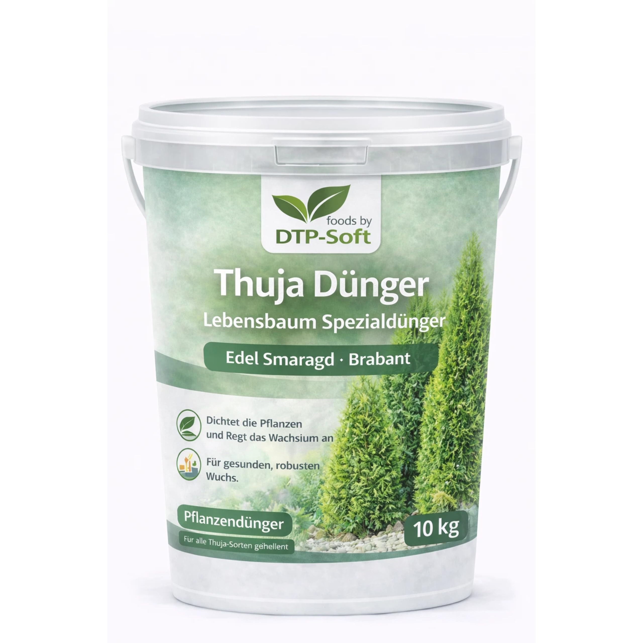 Thuja Dünger 10kg Eimer Koniferendünger - Lebensbaum Spezialdünger für Thuja Smaragd, Thuja Brabant und Thuja Edel - Heckendünger für dichte, kräftige und sattgrüne Hecken - für Garten, Zierpflanzen
