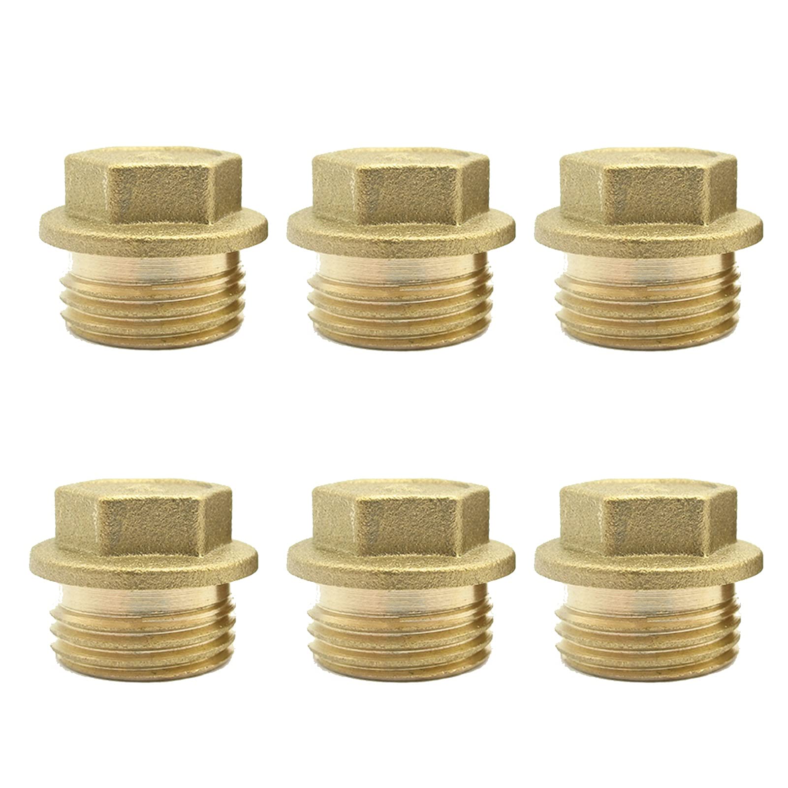 Tappo per tubi con filetto maschio in ottone, Raccordo for tubi 6 pezzi BSP filettatura maschio testa esagonale tappo terminale in ottone raccordo for tubi accoppiatore connettore adattatore